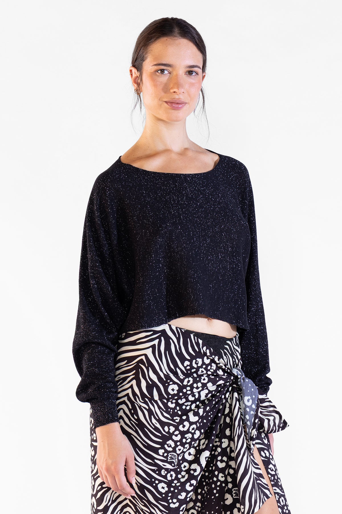 Ame Lurex Sweater Black Sweaters Polonio UY