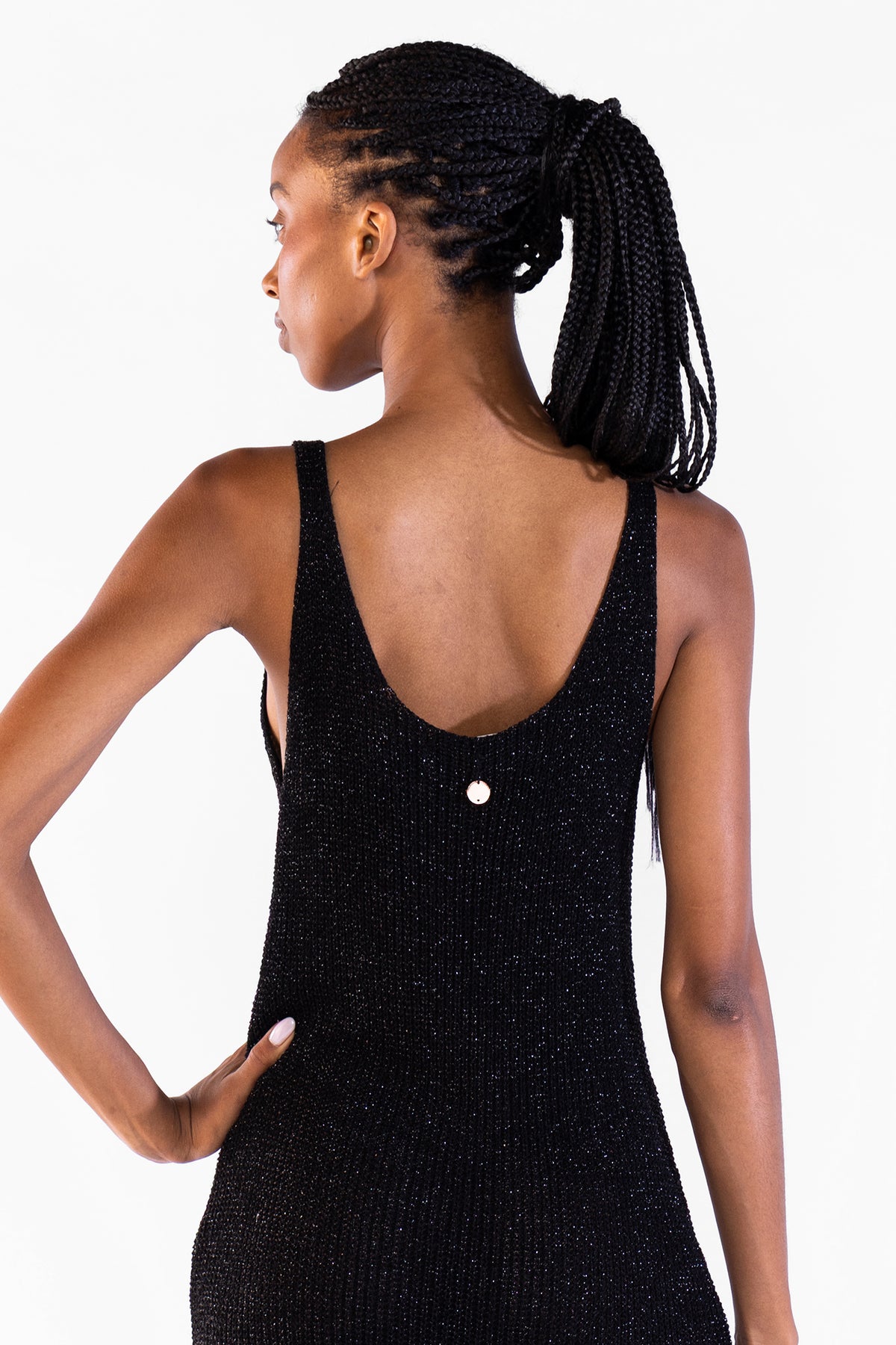 Vestido Eli Tejido Lurex Black Vestidos y Monos Polonio UY