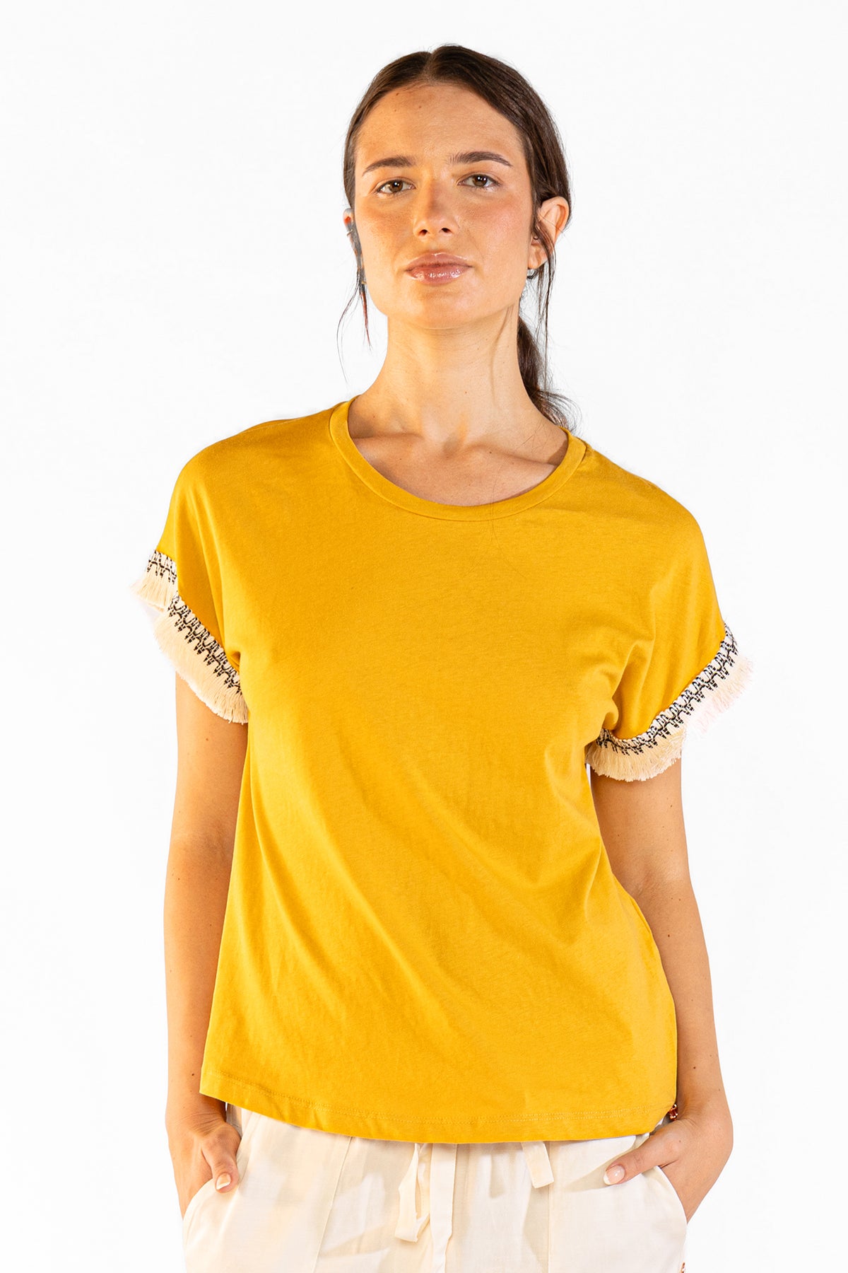 Fringes Tee en Camel