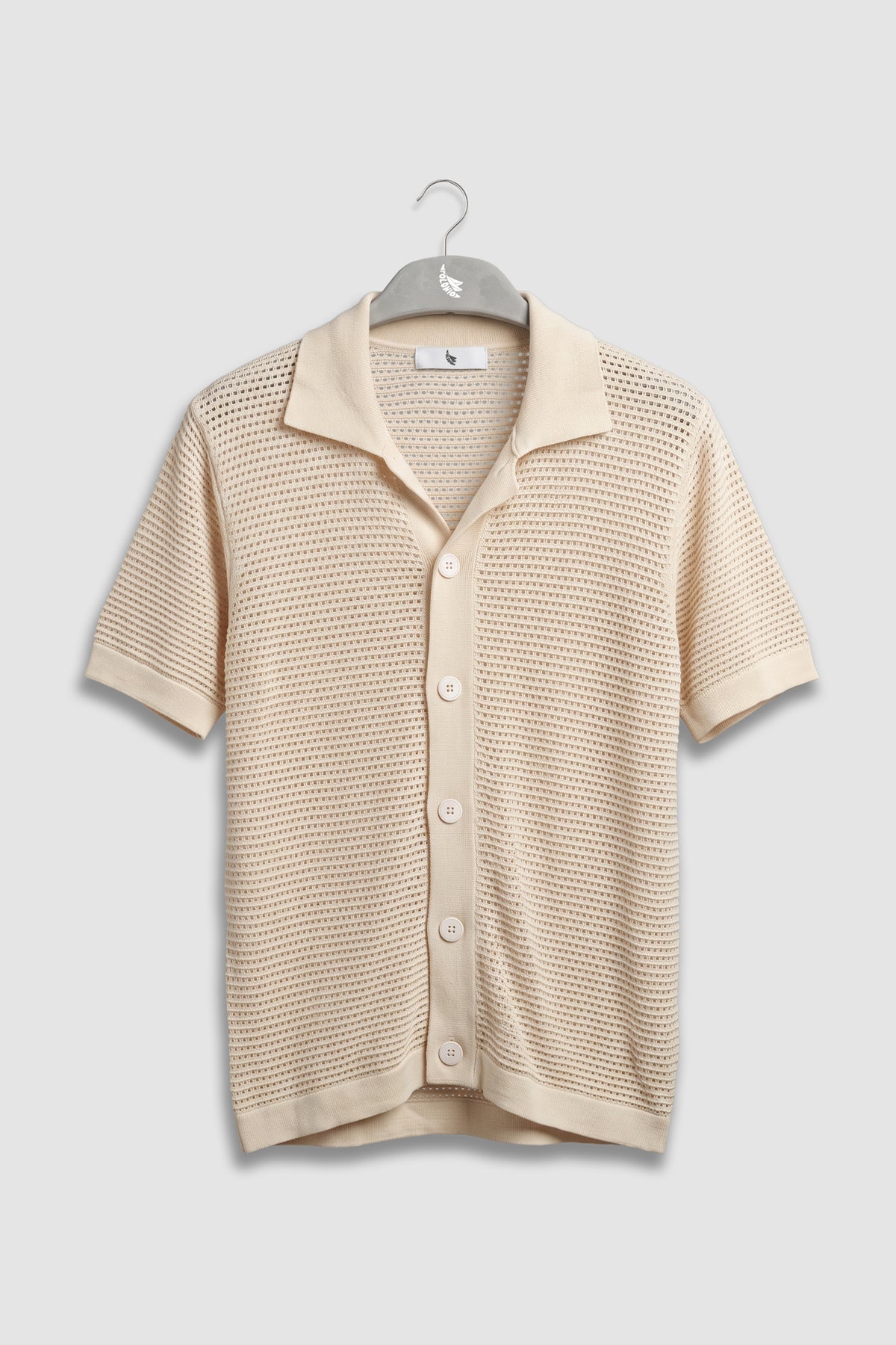 Button Down Knitted Shirt Cream Camisas Polonio UY
