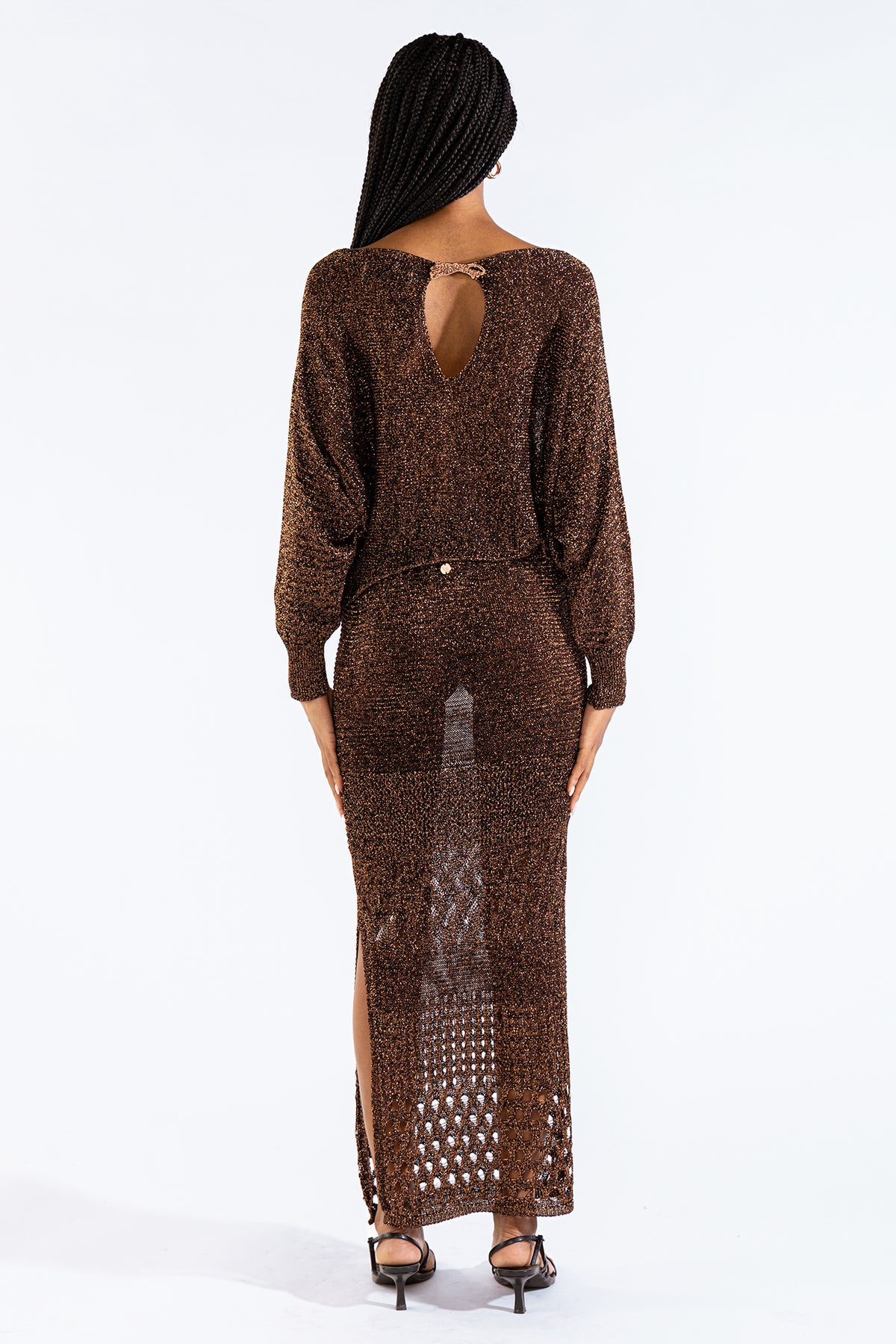 Lu Tiger Sweater Lurex Gold Black Sweaters Polonio UY
