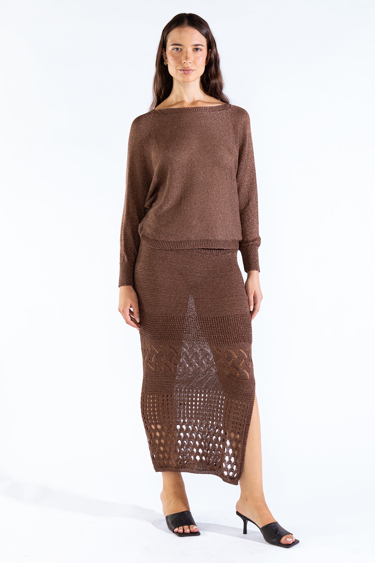Lu Tiger Sweater Lurex Choco Sweaters Polonio UY