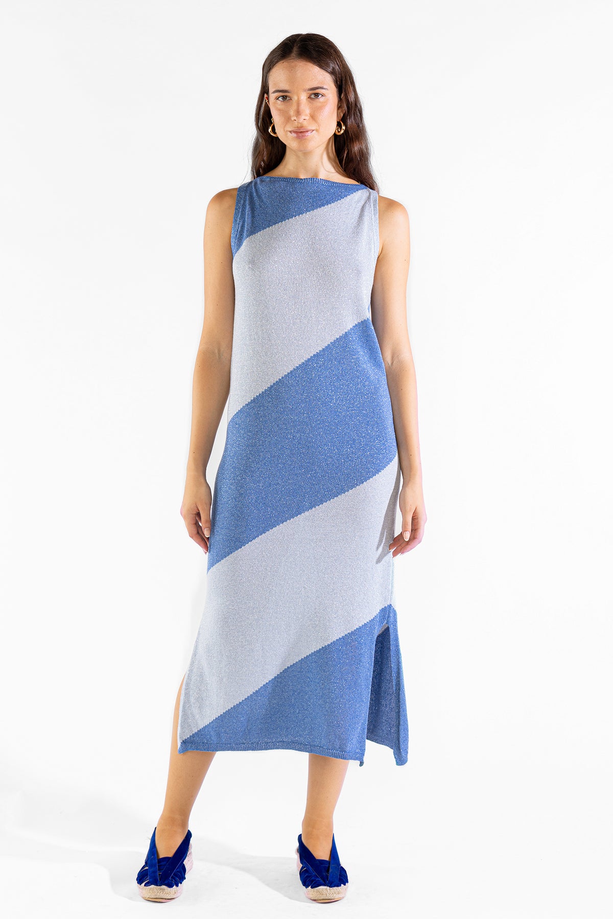 Vestido Mila Tejido Bicolor Cielo Vestidos y Monos Polonio UY