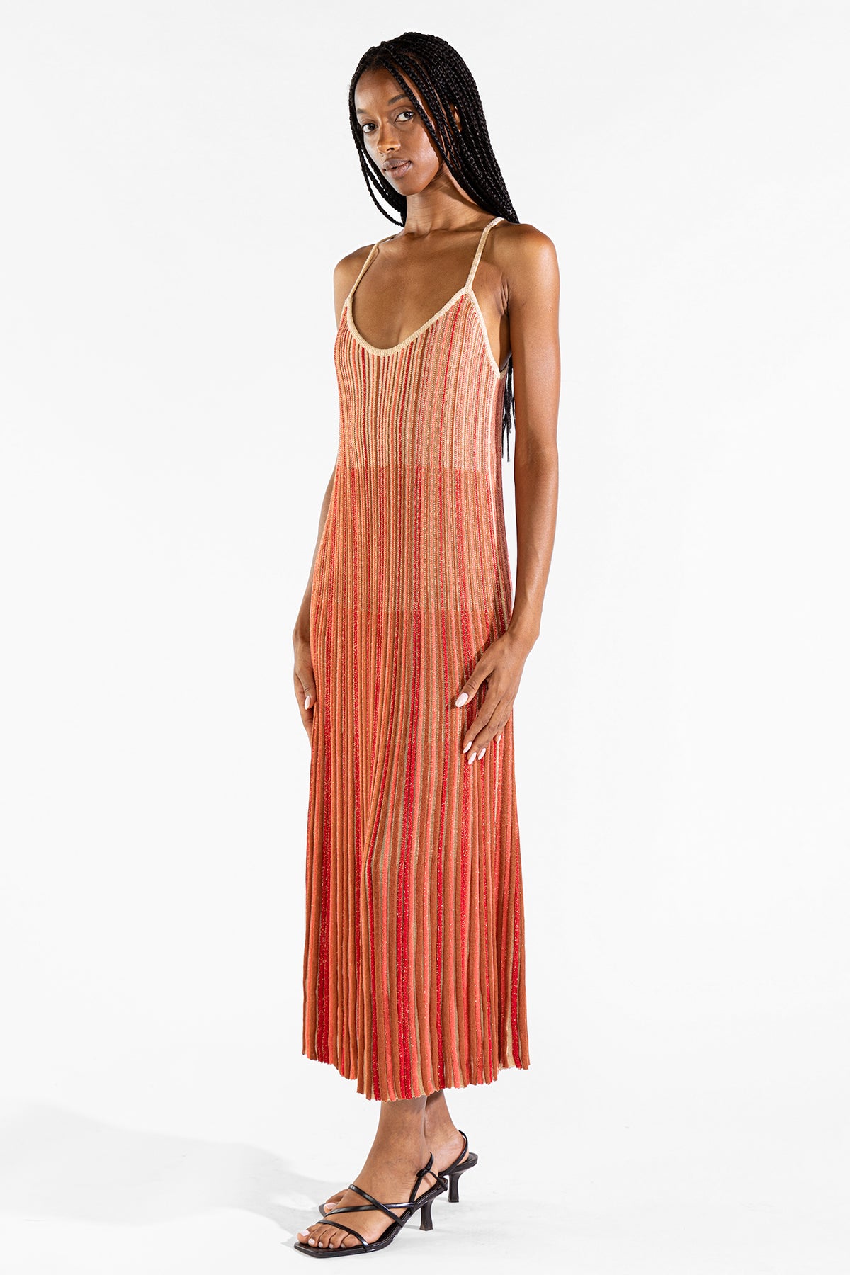 Vestido Striped Long Tejido Berry Vestidos y Monos Polonio UY