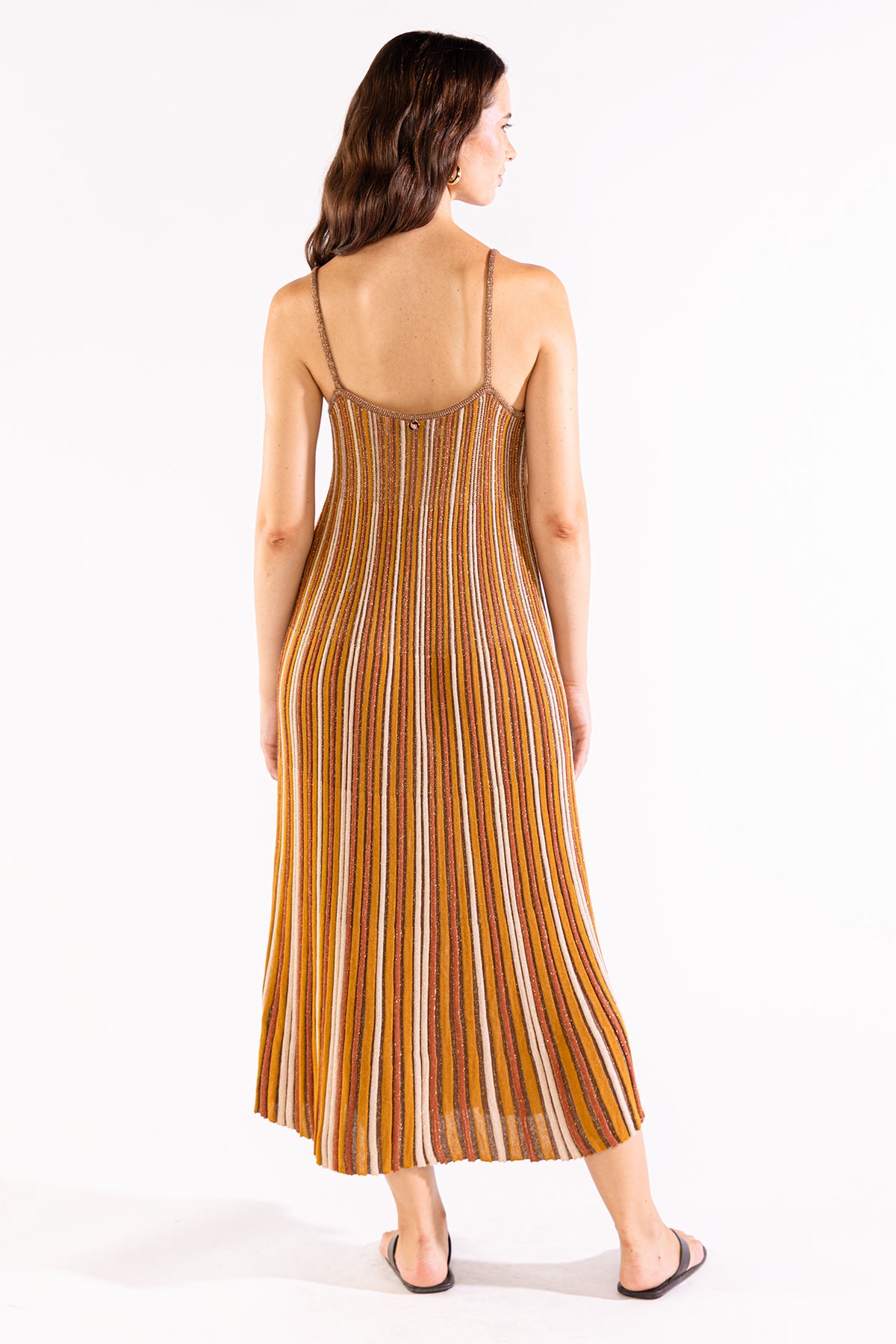 Vestido Striped Long Tejido Coffee Vestidos y Monos Polonio UY
