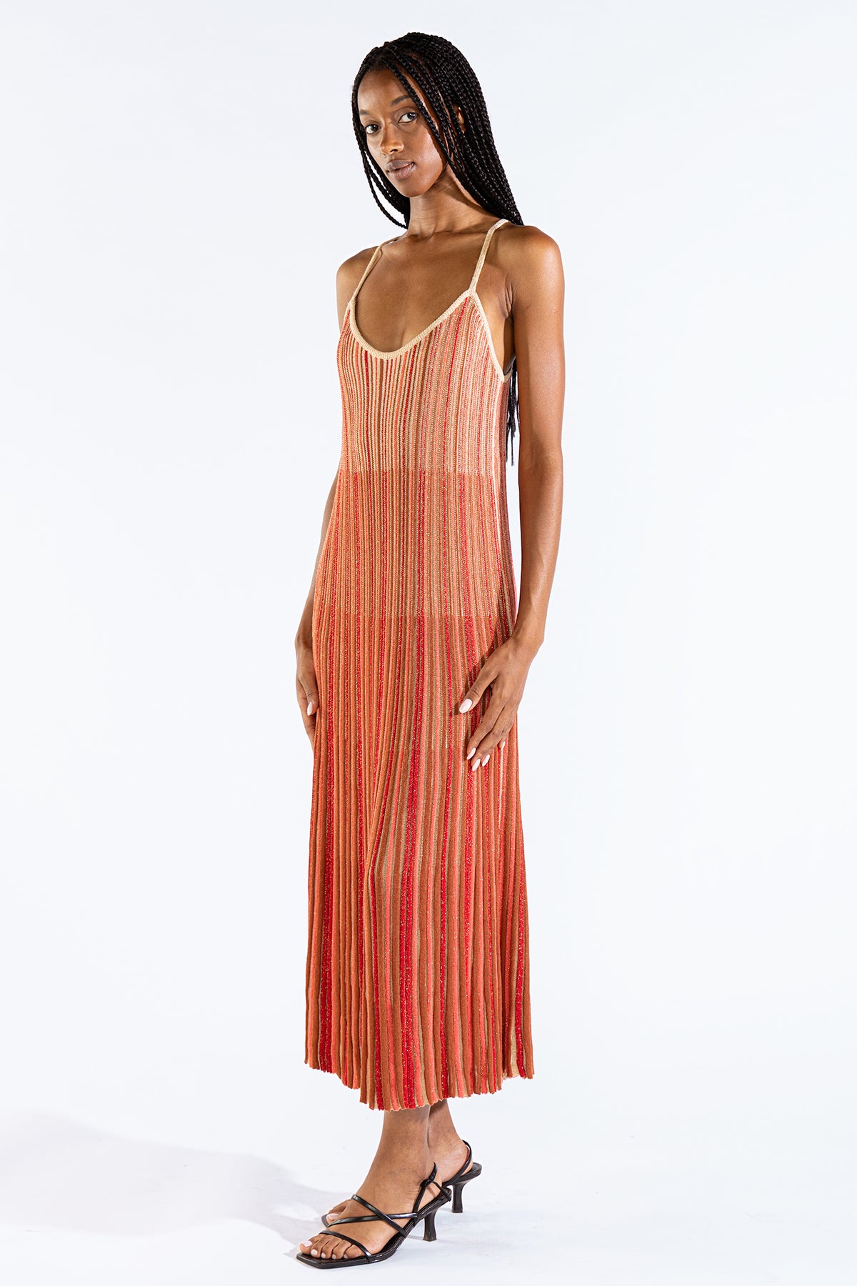 Vestido Striped Long Tejido Berry