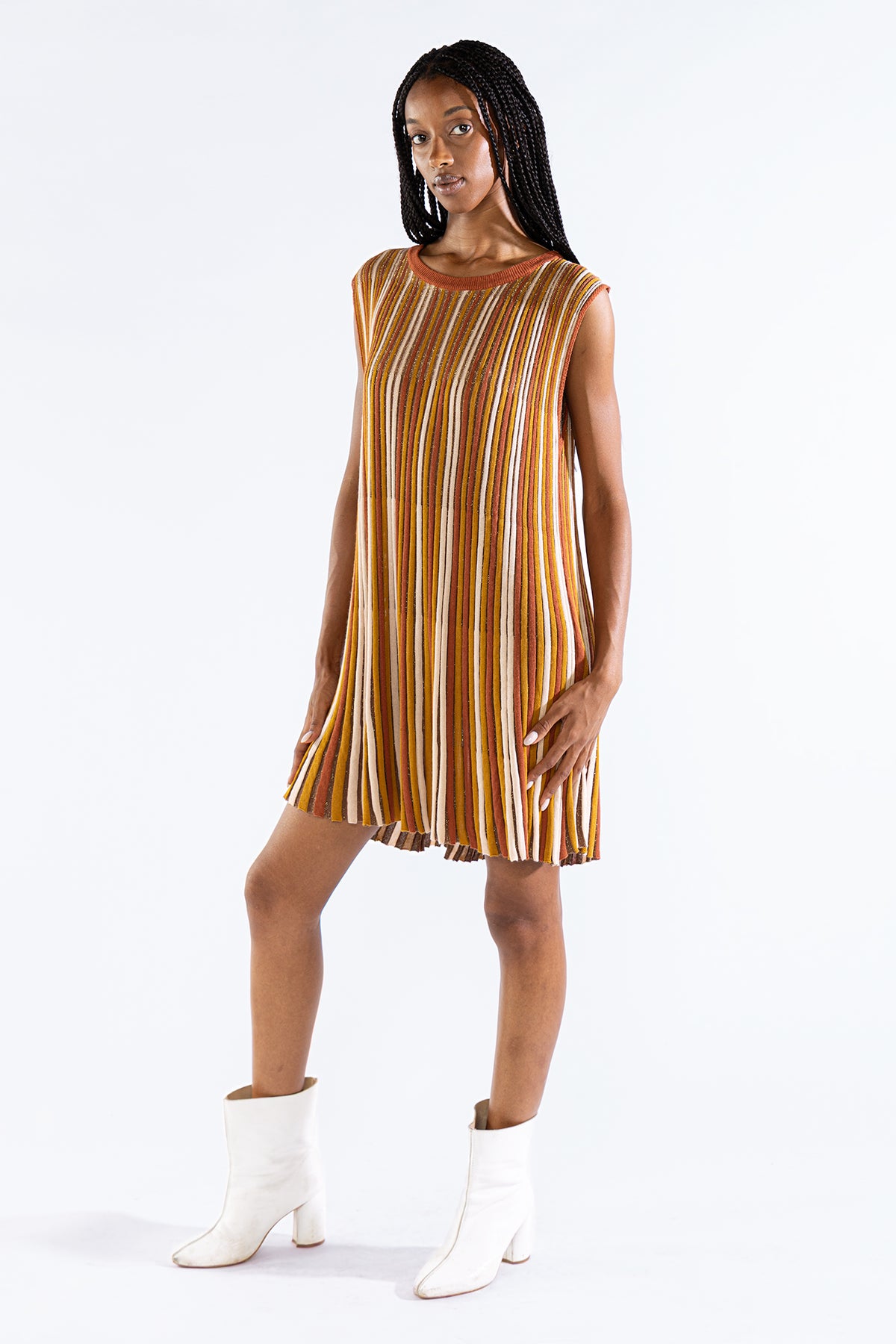 Vestido Striped Tee Tejido Coffee Vestidos y Monos Polonio UY