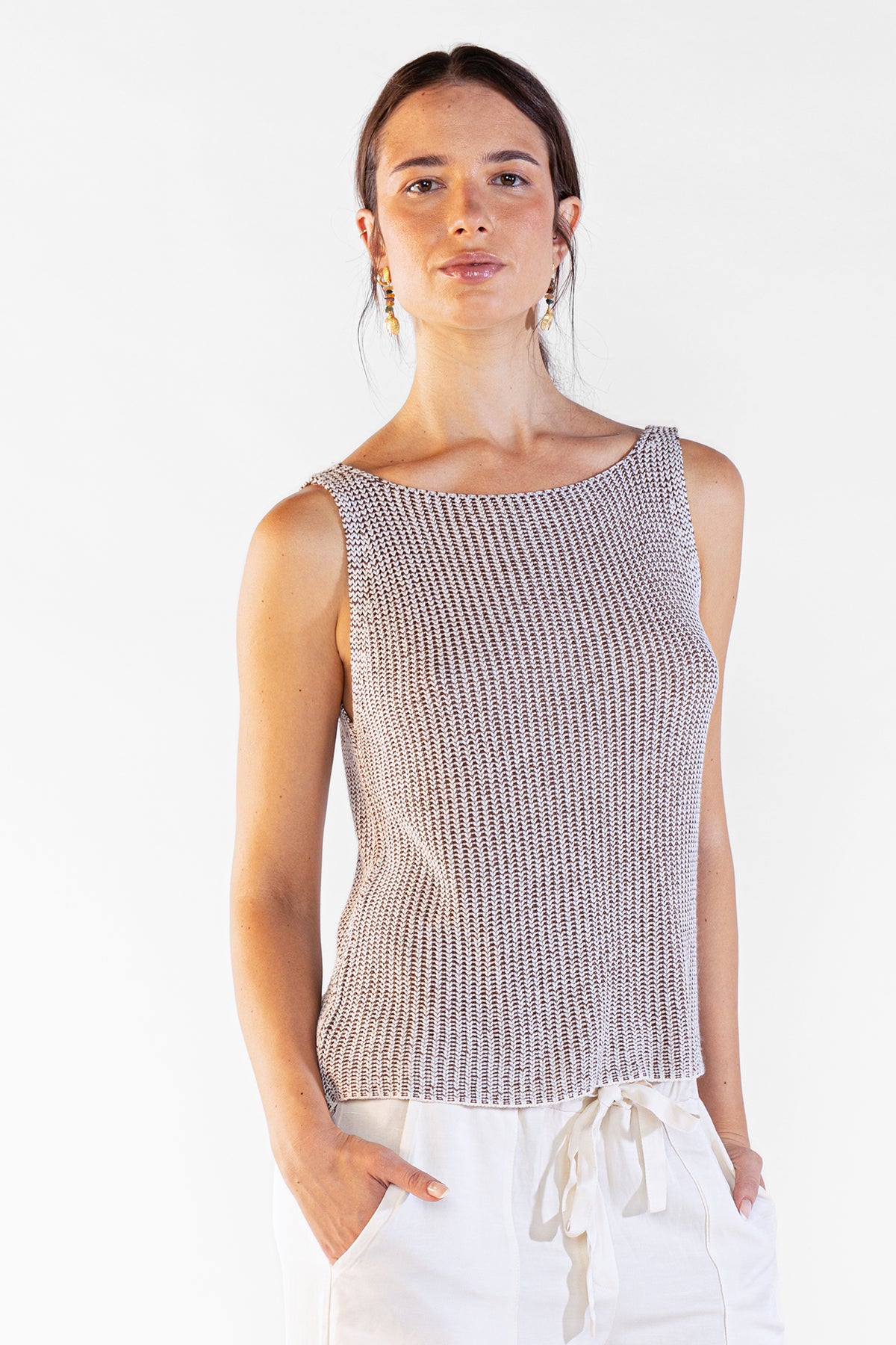 Eli Top Tejido Choco Tops y Camisas Polonio UY