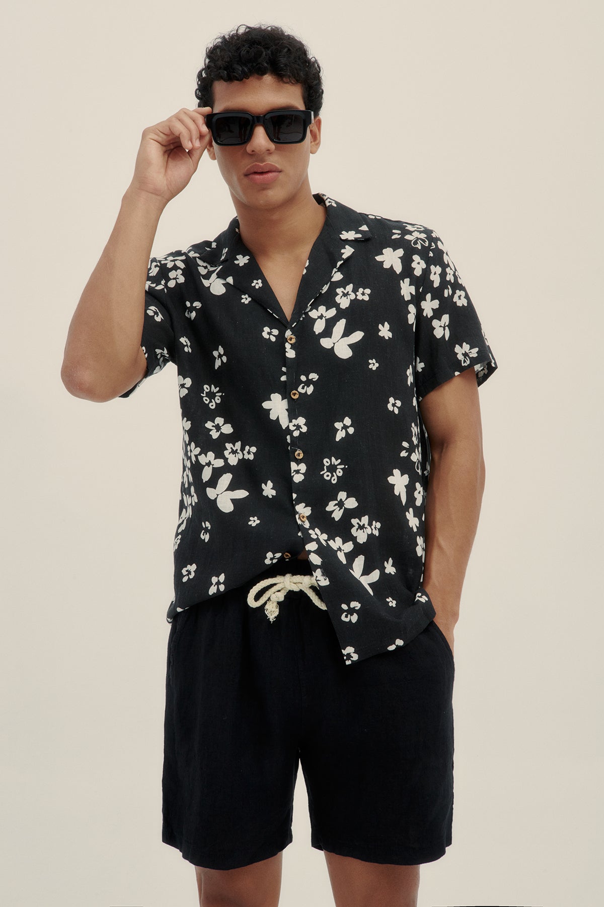 Short 100% Lino Premium Black Shorts Polonio UY