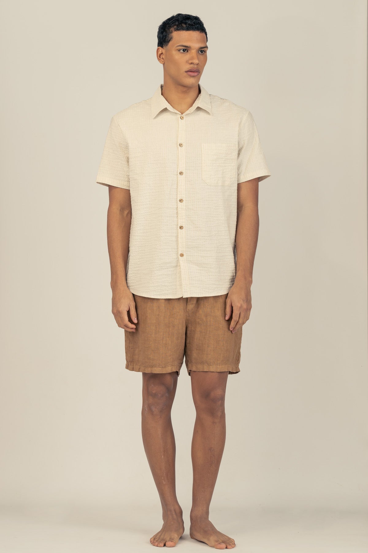 Camisa Manga Corta Fede Cream - Polonio Uruguay