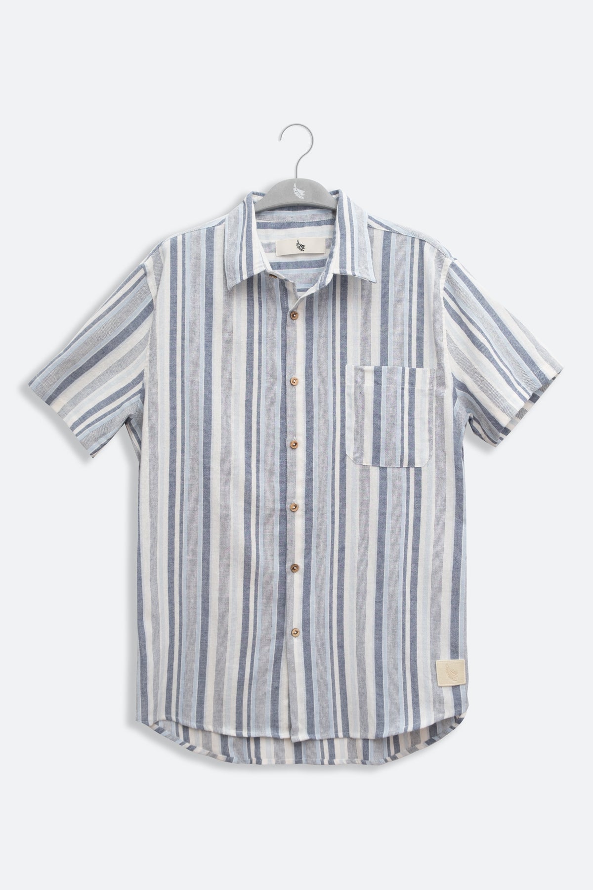 Camisa Manga Corta Fede Rayas Azules - Polonio Uruguay