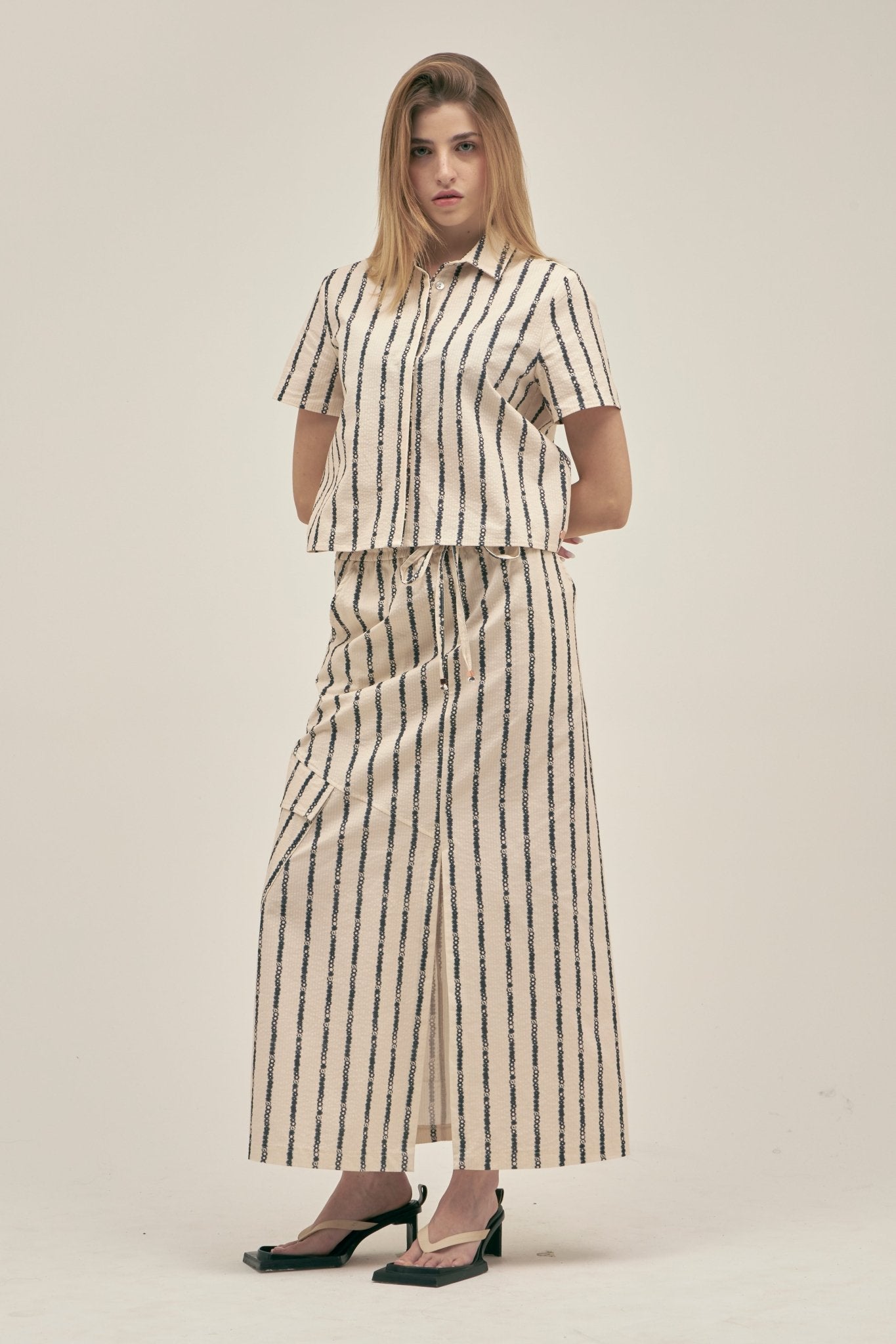 Camisa Manga Corta Floral Stripe - Polonio Uruguay