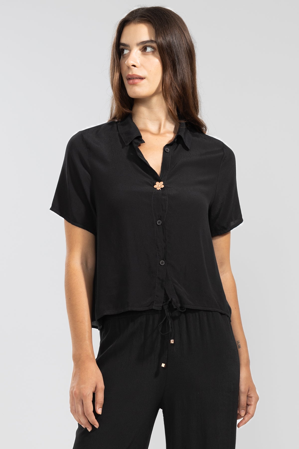 Camisa Manga Corta Negro - Polonio Uruguay