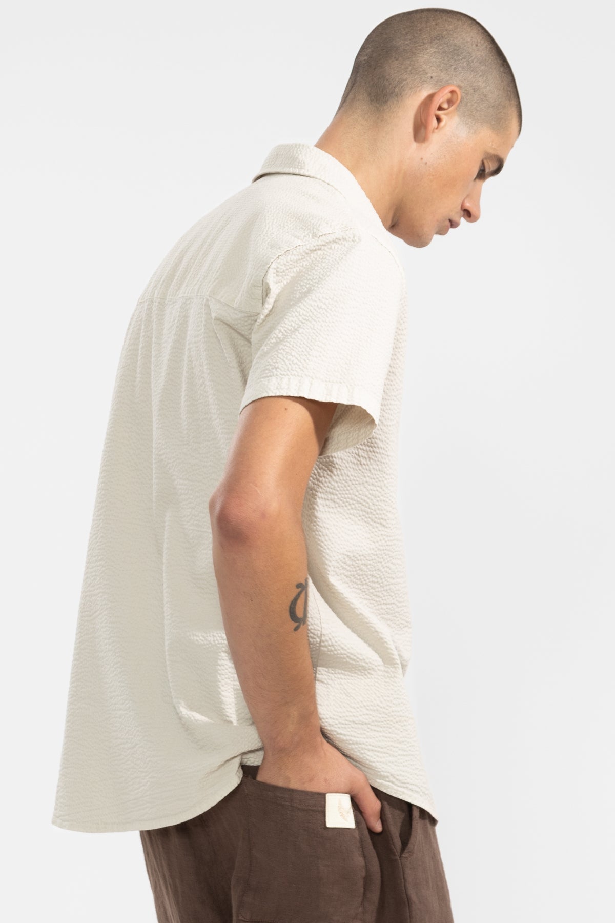 Camisa Manga Corta Seersucker Oyster - Polonio Uruguay