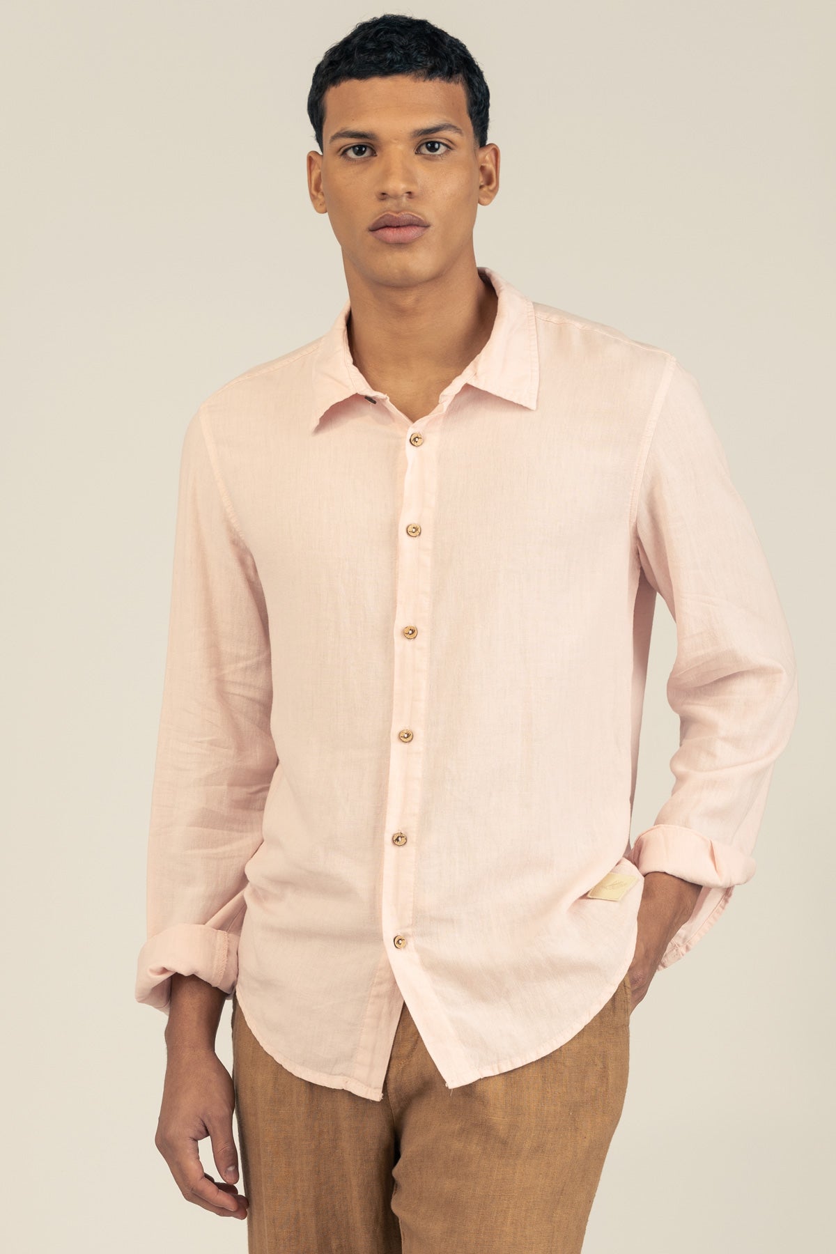 Camisa Manga Larga de Lino Rose - Polonio Uruguay