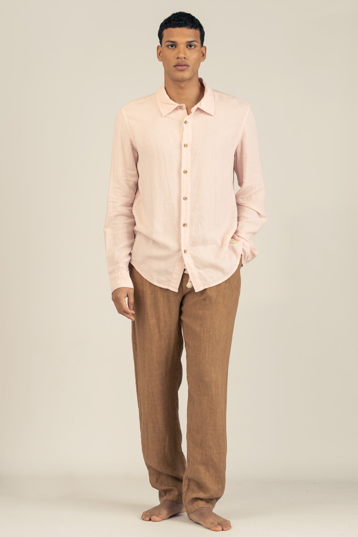 Camisa Manga Larga de Lino Rose - Polonio Uruguay