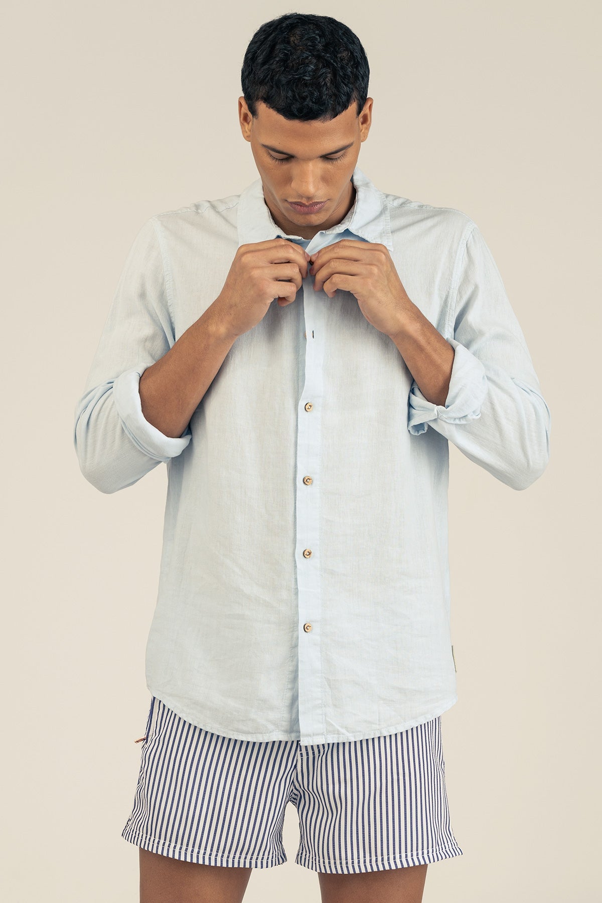 Camisa Manga Larga de Lino Sky - Polonio Uruguay