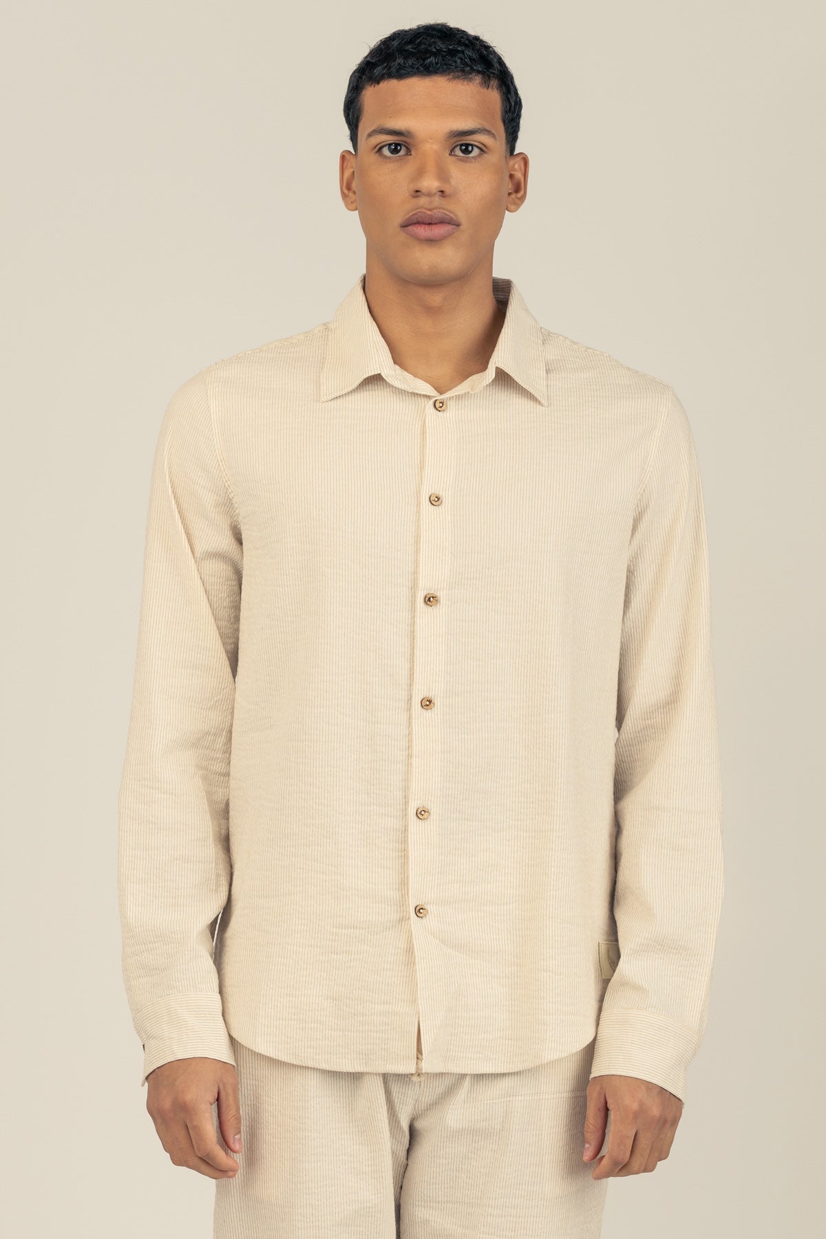 Camisa Manga Larga Fede Beige - Polonio Uruguay