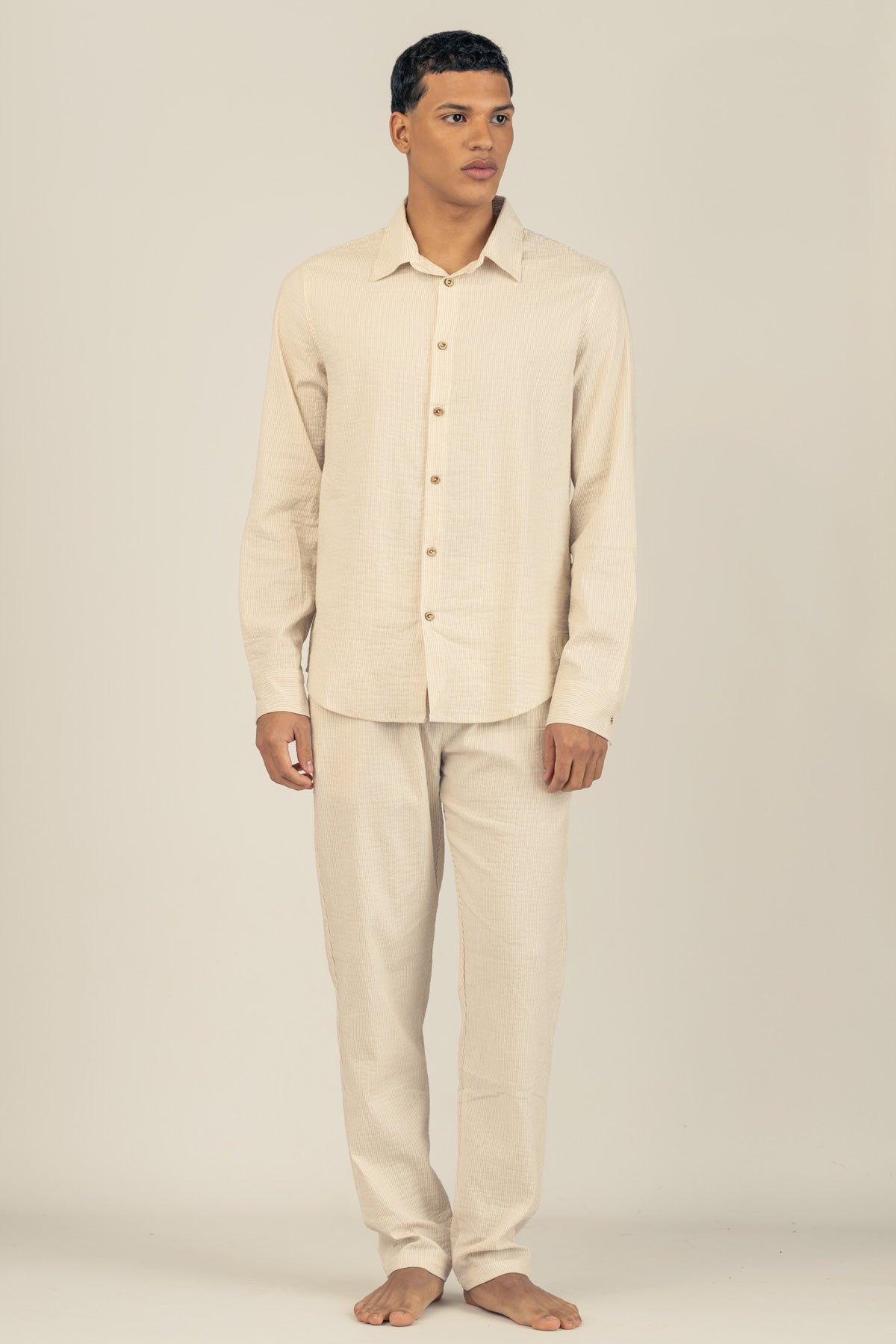 Camisa Manga Larga Fede Beige - Polonio Uruguay