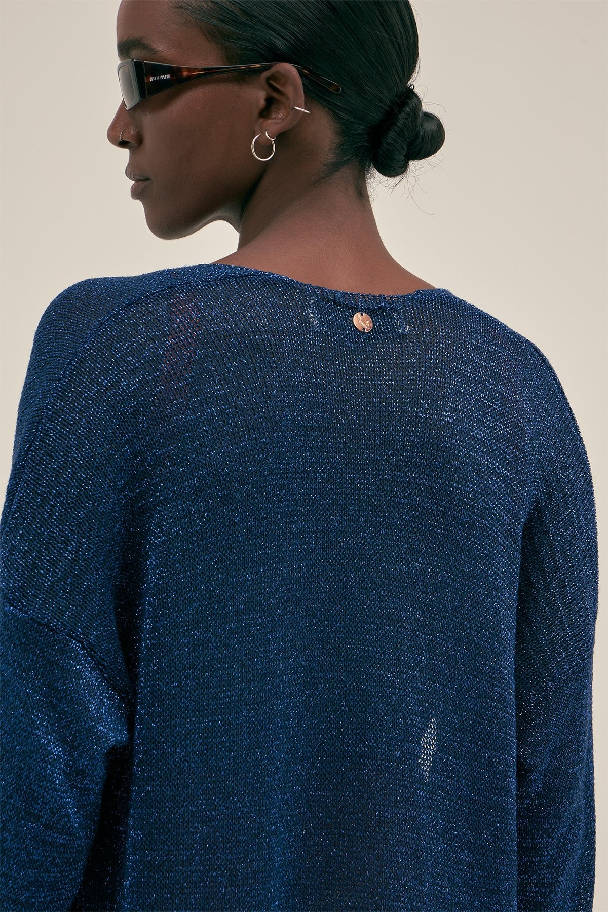 Cardigan Lu Lurex Azul Cardigans Polonio UY