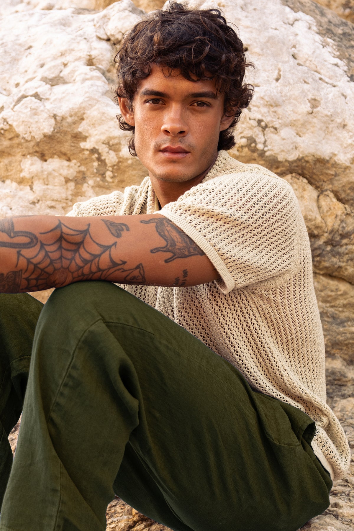 Embroidered Polo Shirt Cream