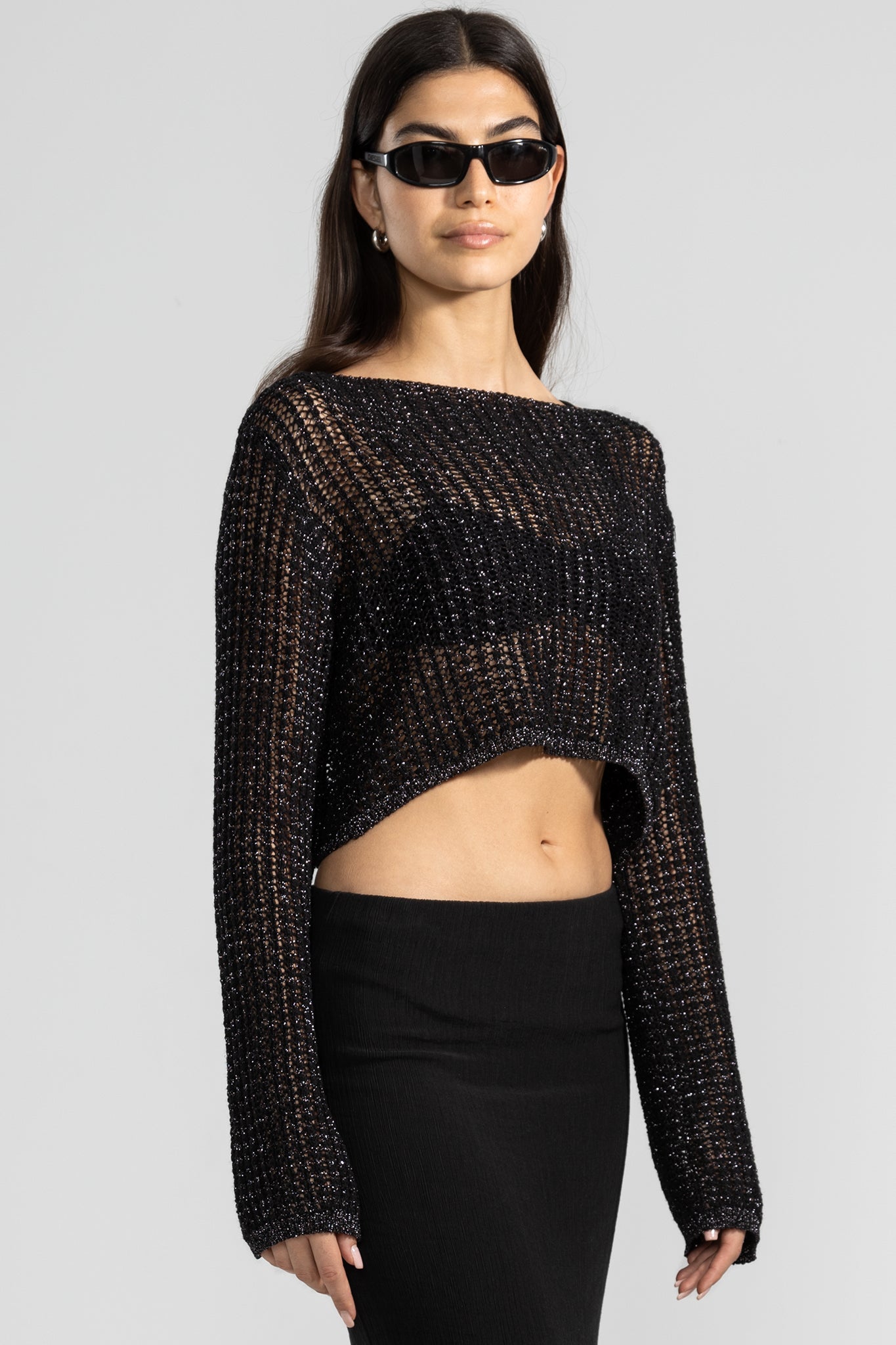 Crop Sweater Black - Polonio Uruguay