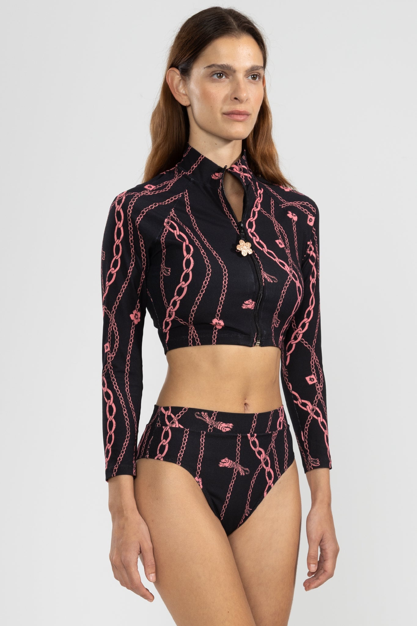 Crop Top Bikini Chain Gang Black - Polonio Uruguay