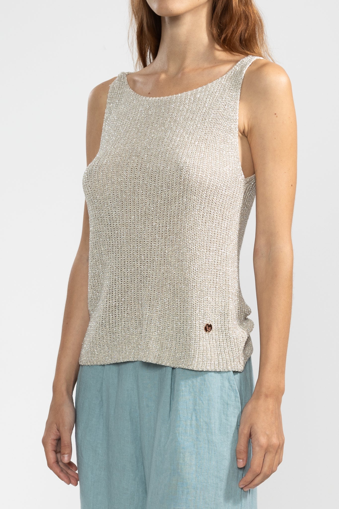 Eli Top Tejido Lurex Silver - Polonio Uruguay