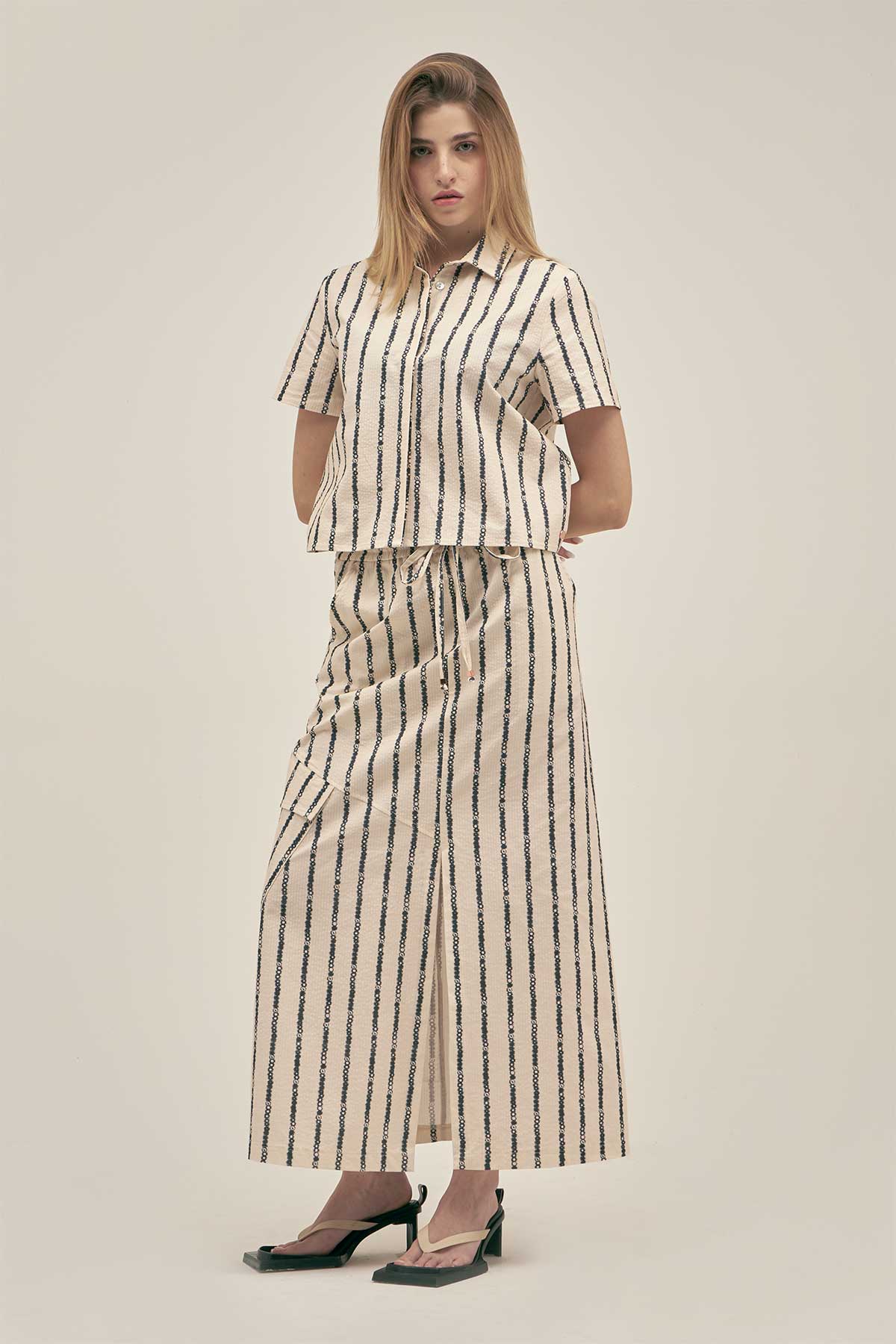 Falda Amelie Floral Stripe - Polonio Uruguay