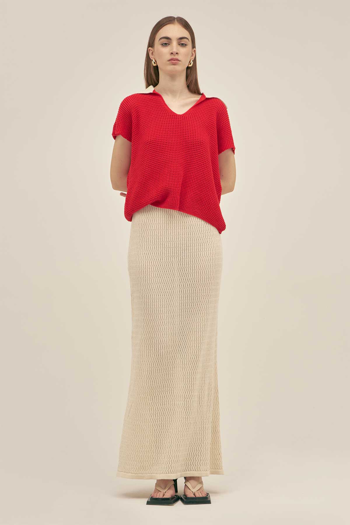 Falda Tejida Ibiza Crema - Polonio Uruguay