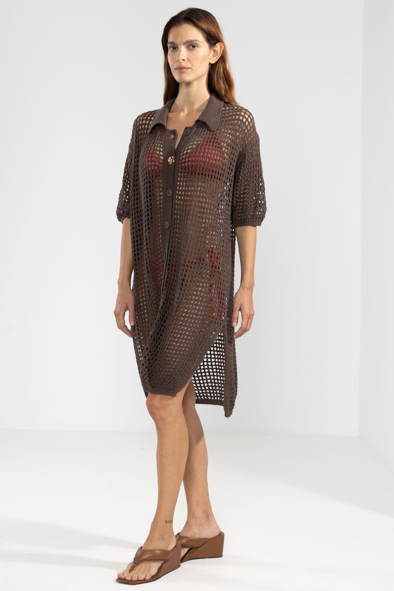 Long Knit Shirt Choco - Polonio Uruguay