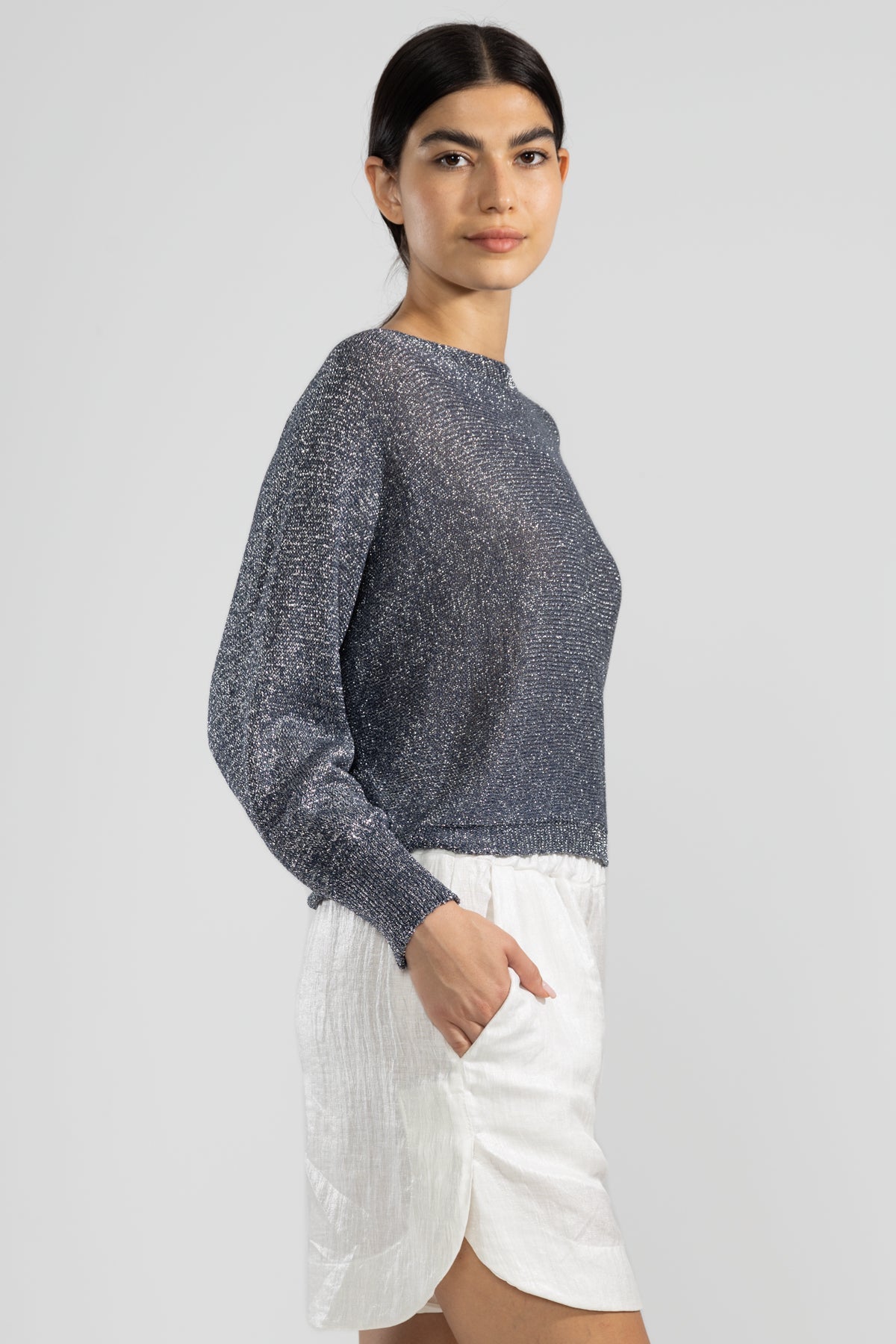 Lu Tiger Lurex Sweater Denim - Polonio Uruguay