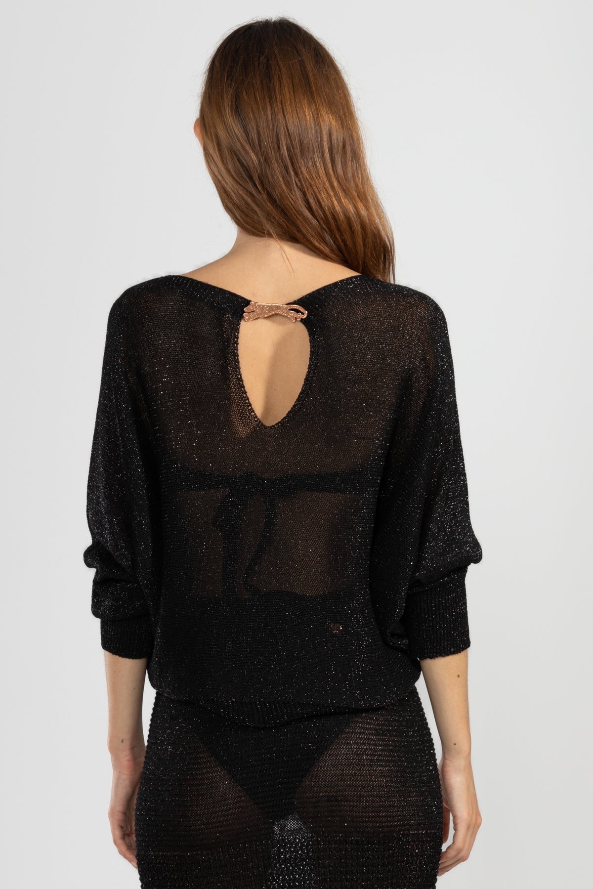 Lu Tiger Lurex Sweater Negro - Polonio Uruguay