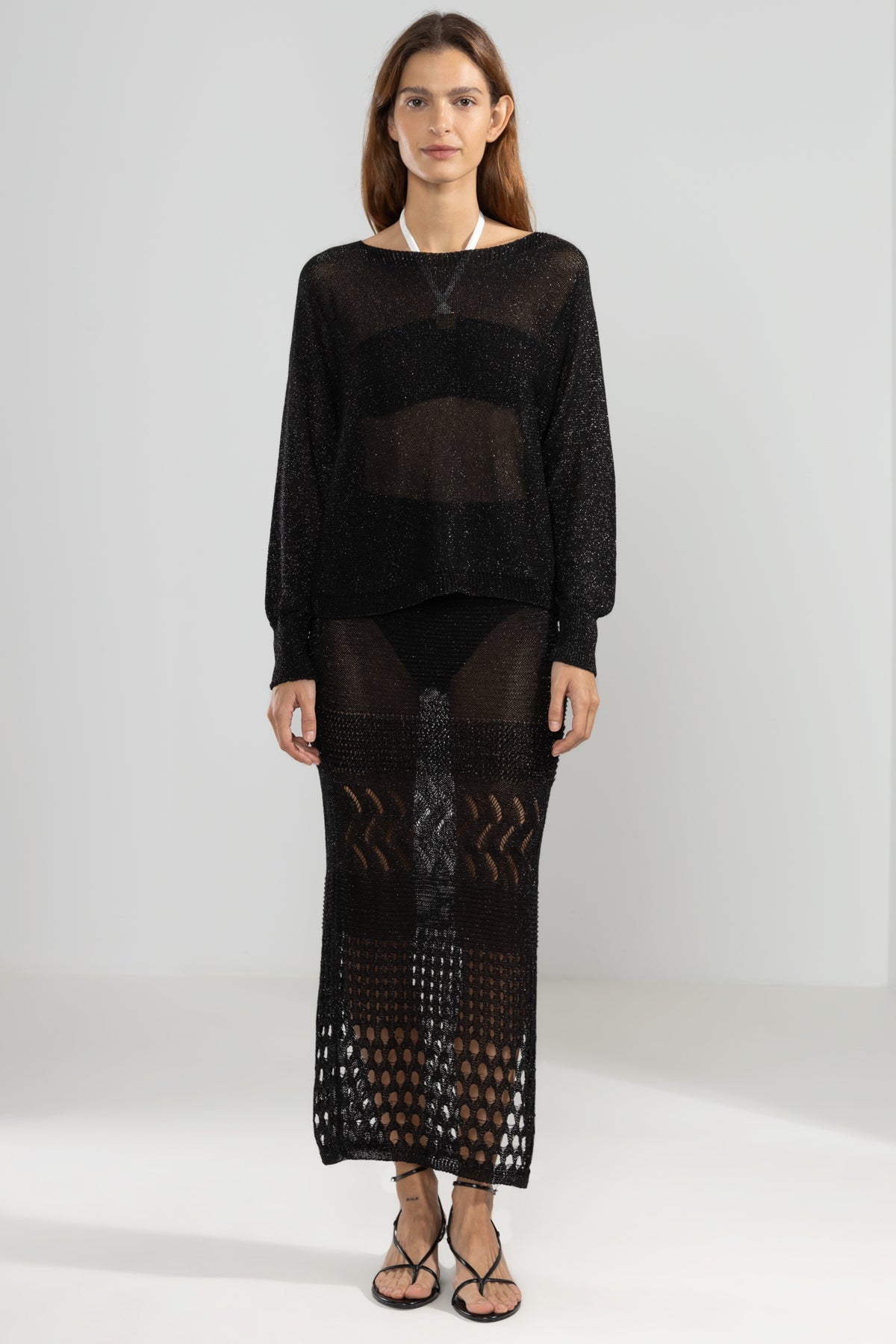 Lu Tiger Lurex Sweater Negro - Polonio Uruguay