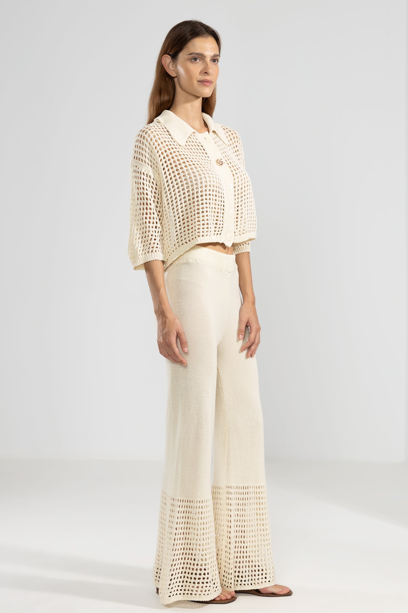 Mica Knit Pants Cream - Polonio Uruguay