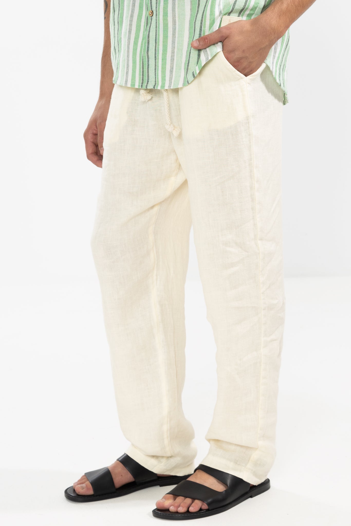 Pantalón De Lino Premium Crema - Polonio Uruguay