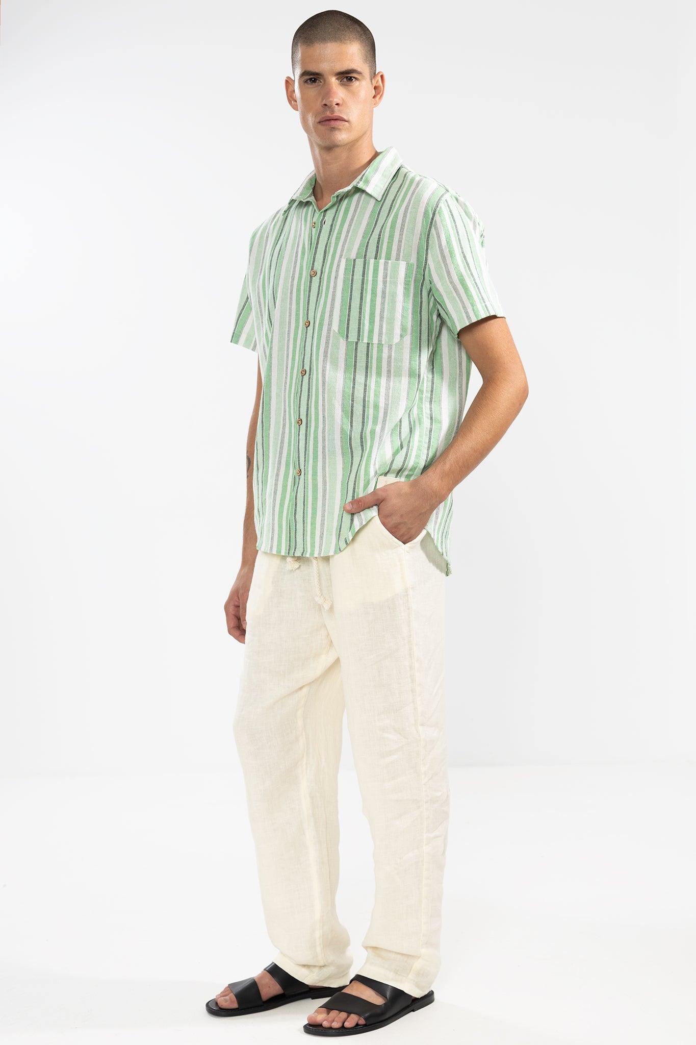 Pantalón De Lino Premium Crema - Polonio Uruguay