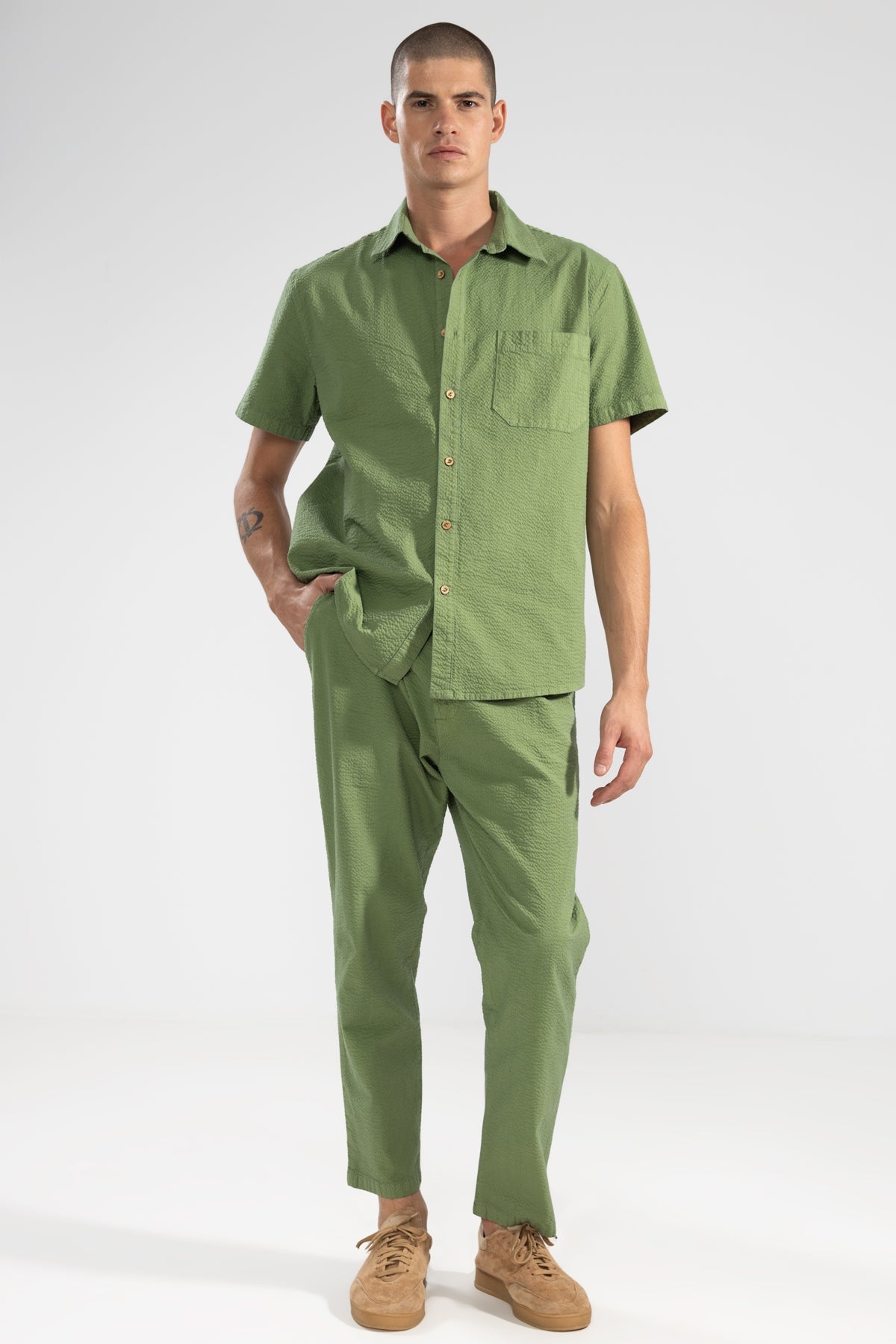 Pantalón Seersucker Verde - Polonio Uruguay