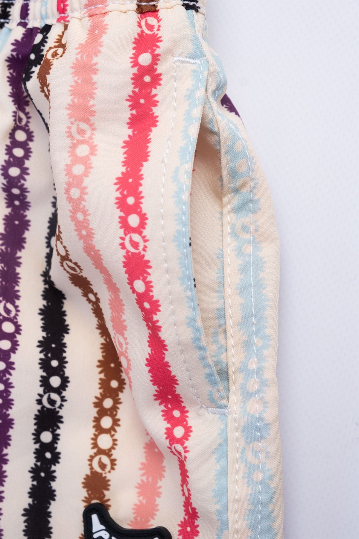 Short de Baño Niño Floral Stripe Cream - Polonio Uruguay