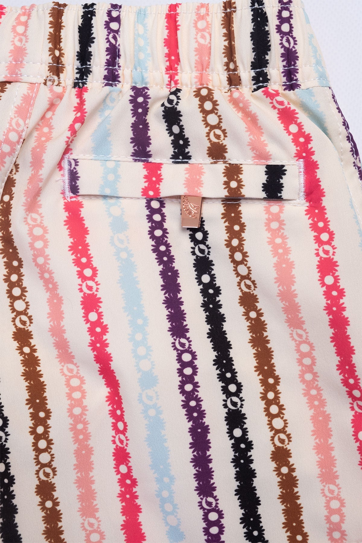 Short de Baño Niño Floral Stripe Cream - Polonio Uruguay