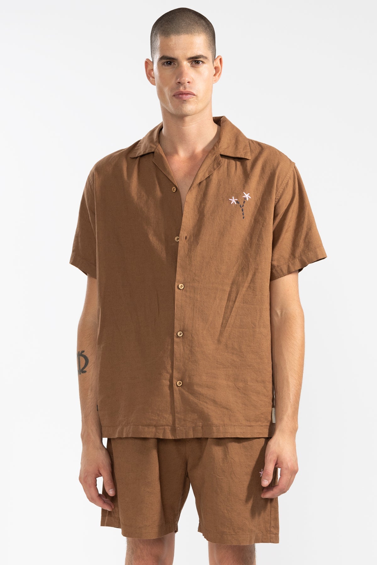 Short de Lino Floral Clay - Polonio Uruguay