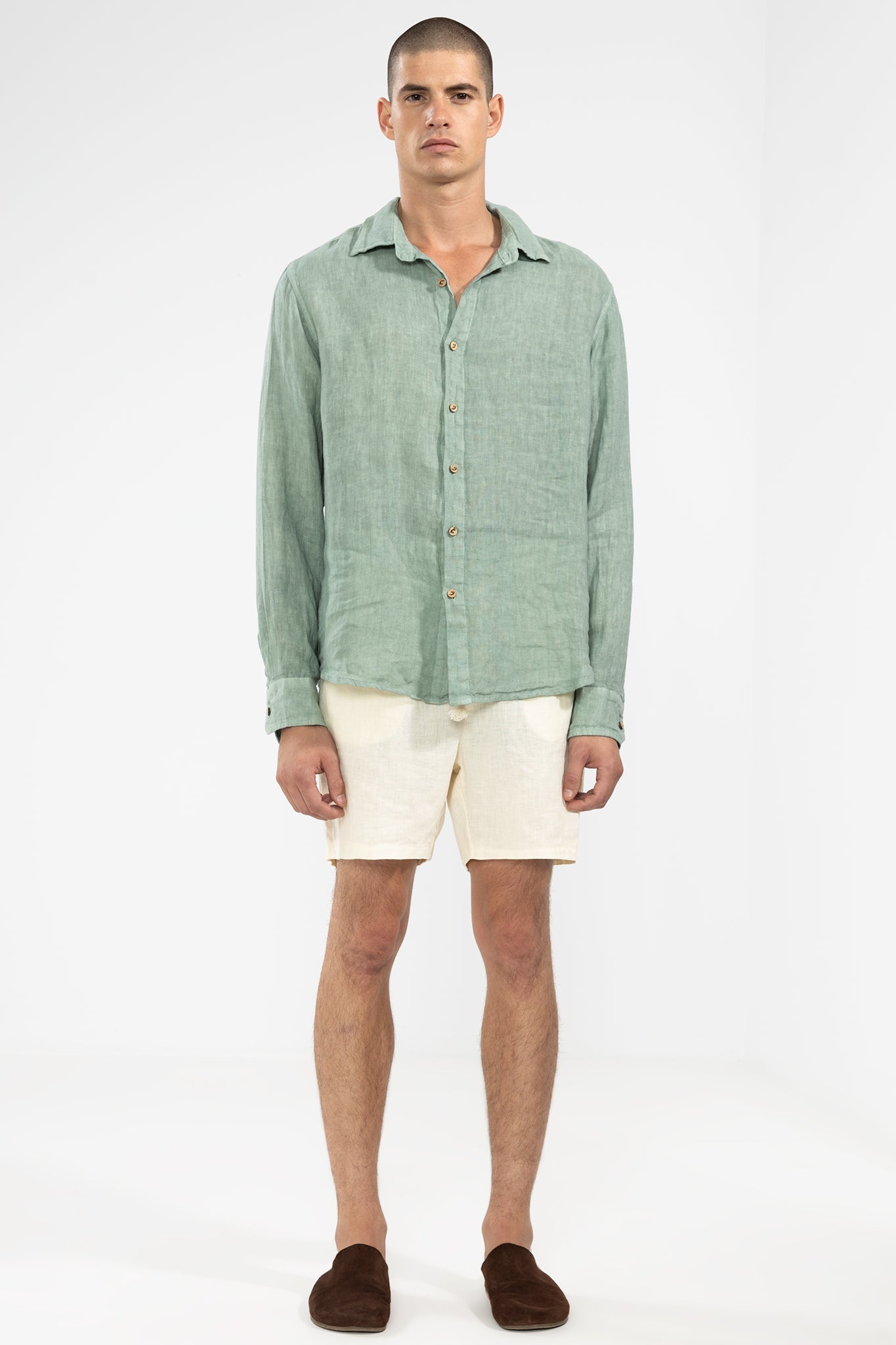 Short De Lino Premium Crema - Polonio Uruguay