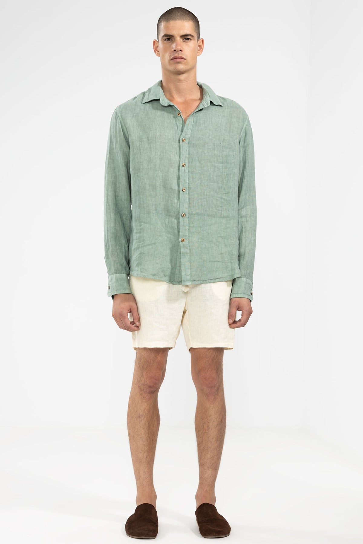 Short 100% Lino Premium Cream Shorts Polonio UY