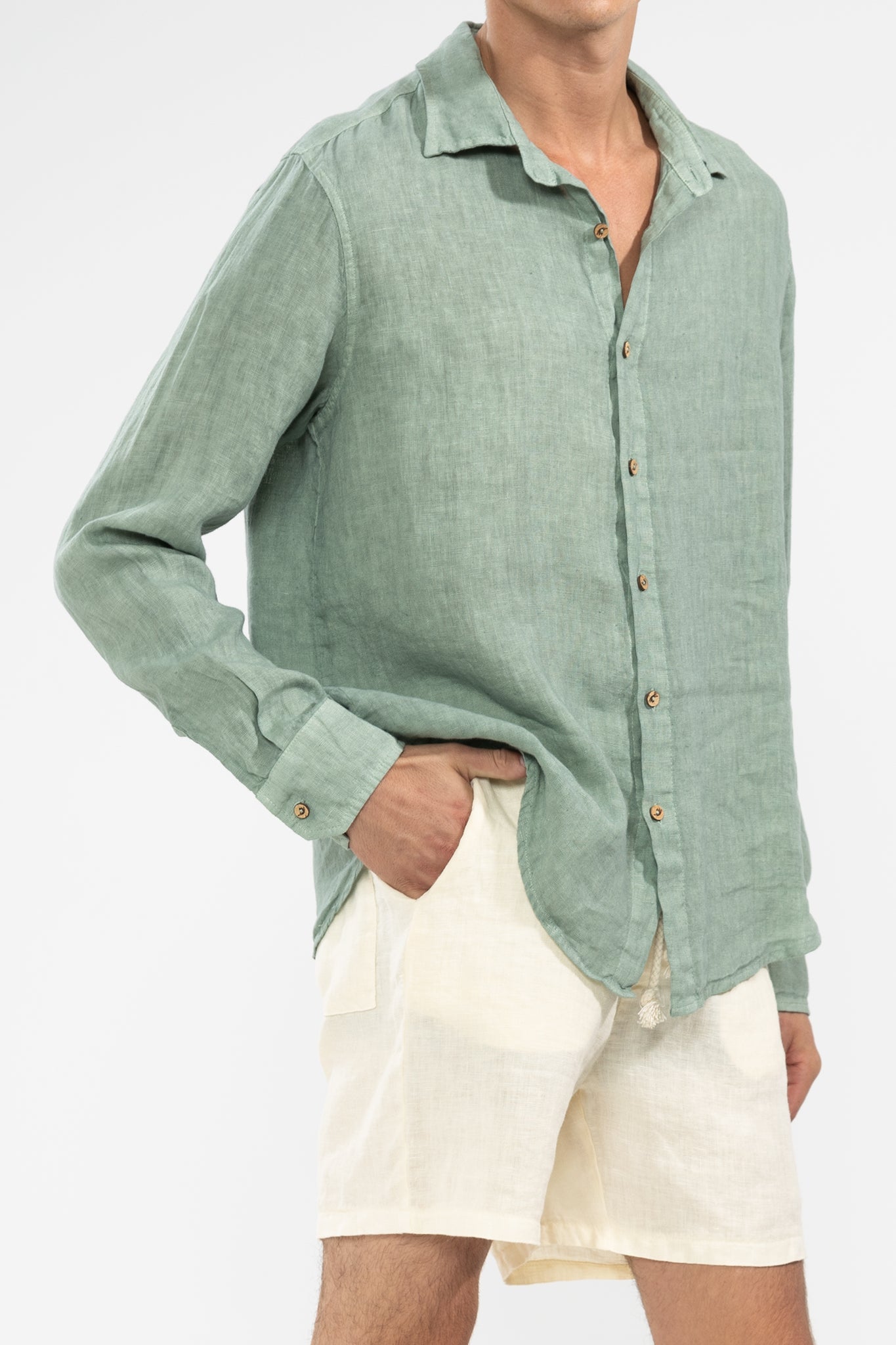 Short De Lino Premium Crema - Polonio Uruguay