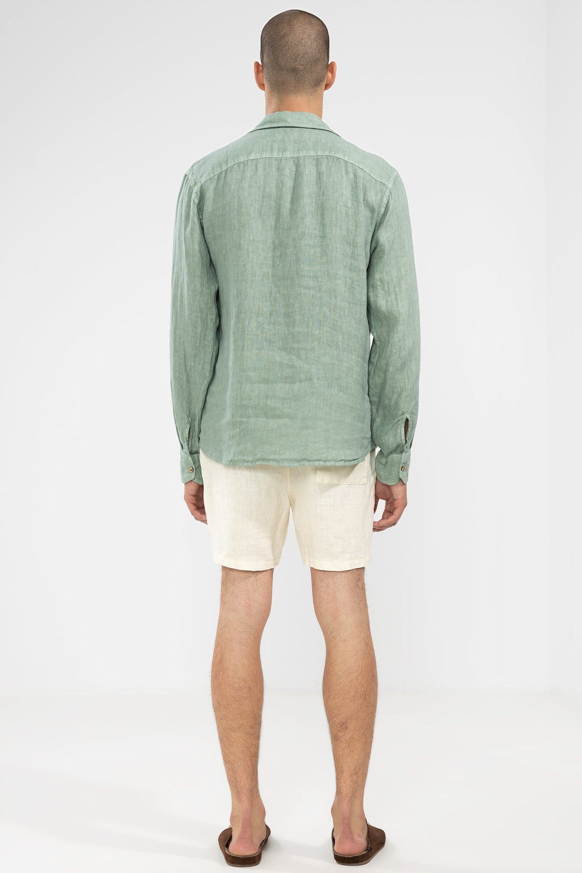 Short 100% Lino Premium Cream Shorts Polonio UY