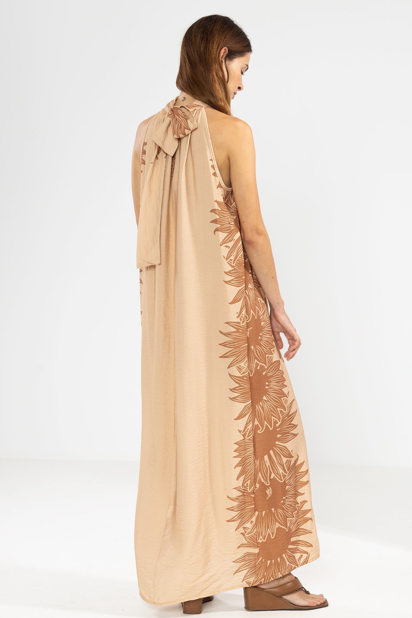 Vestido Halter Michu Bloom Camel - Polonio Uruguay