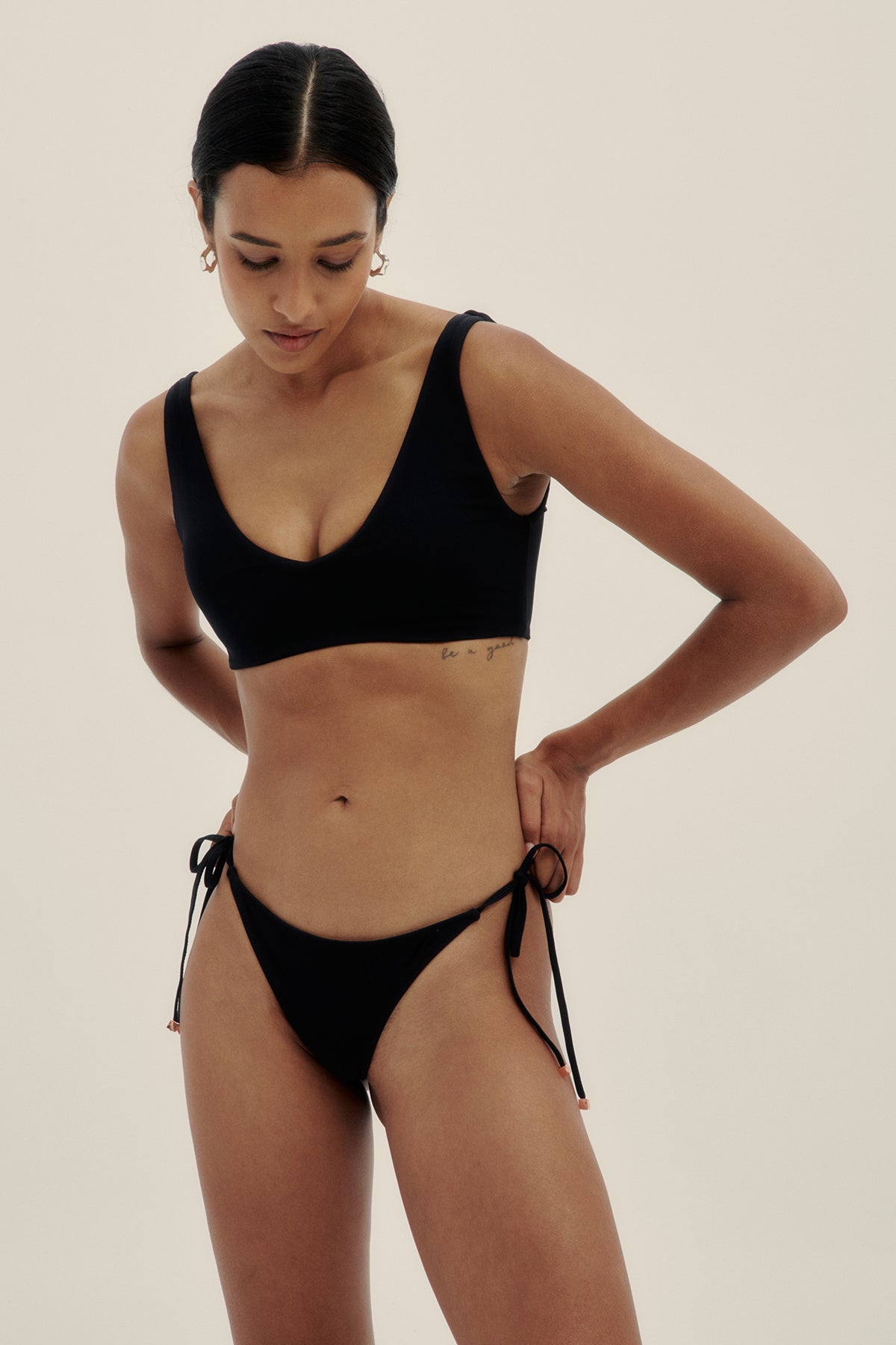 Bottom Bikini Vale Rib Negro - Polonio Uruguay