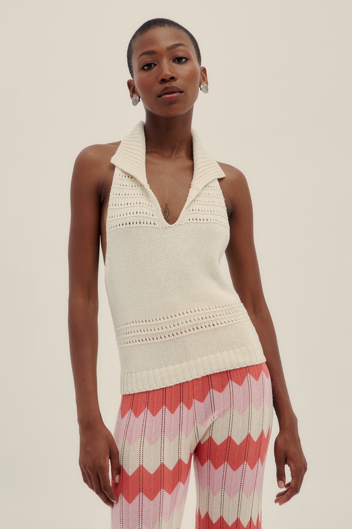 Top Tejido Halter Crema - Polonio Uruguay