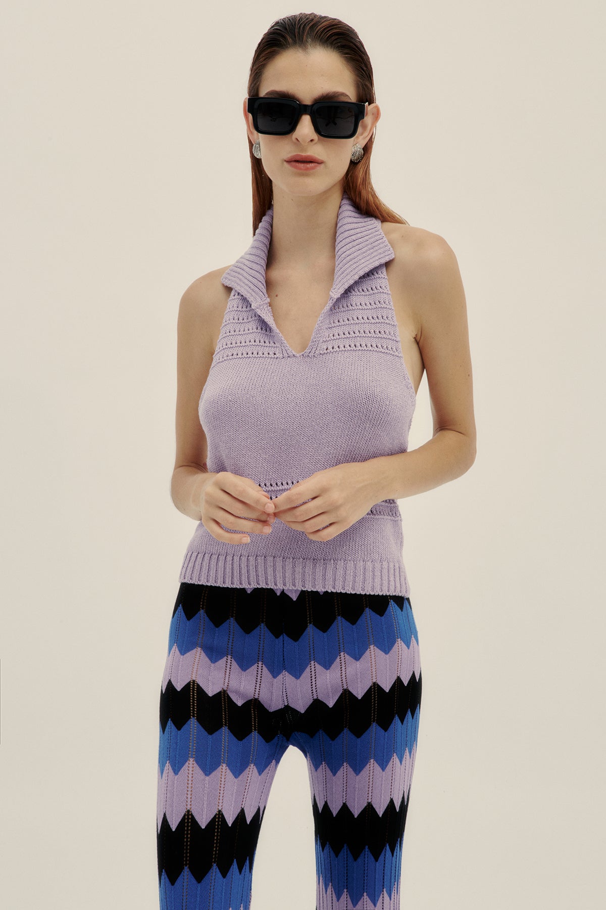 Top Tejido Halter Lila - Polonio Uruguay