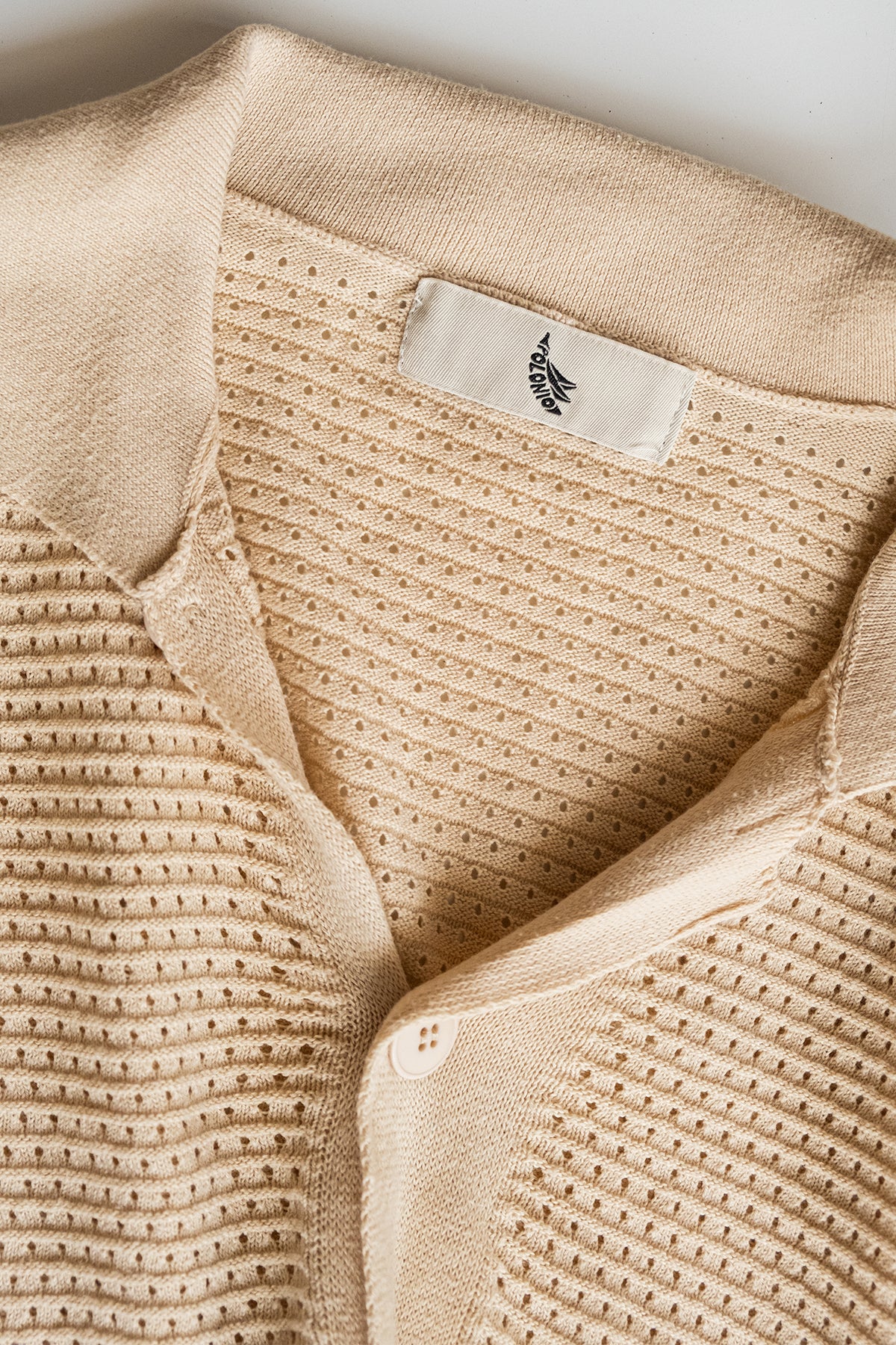 Button Down Knitted Shirt Cream Camisas Polonio UY